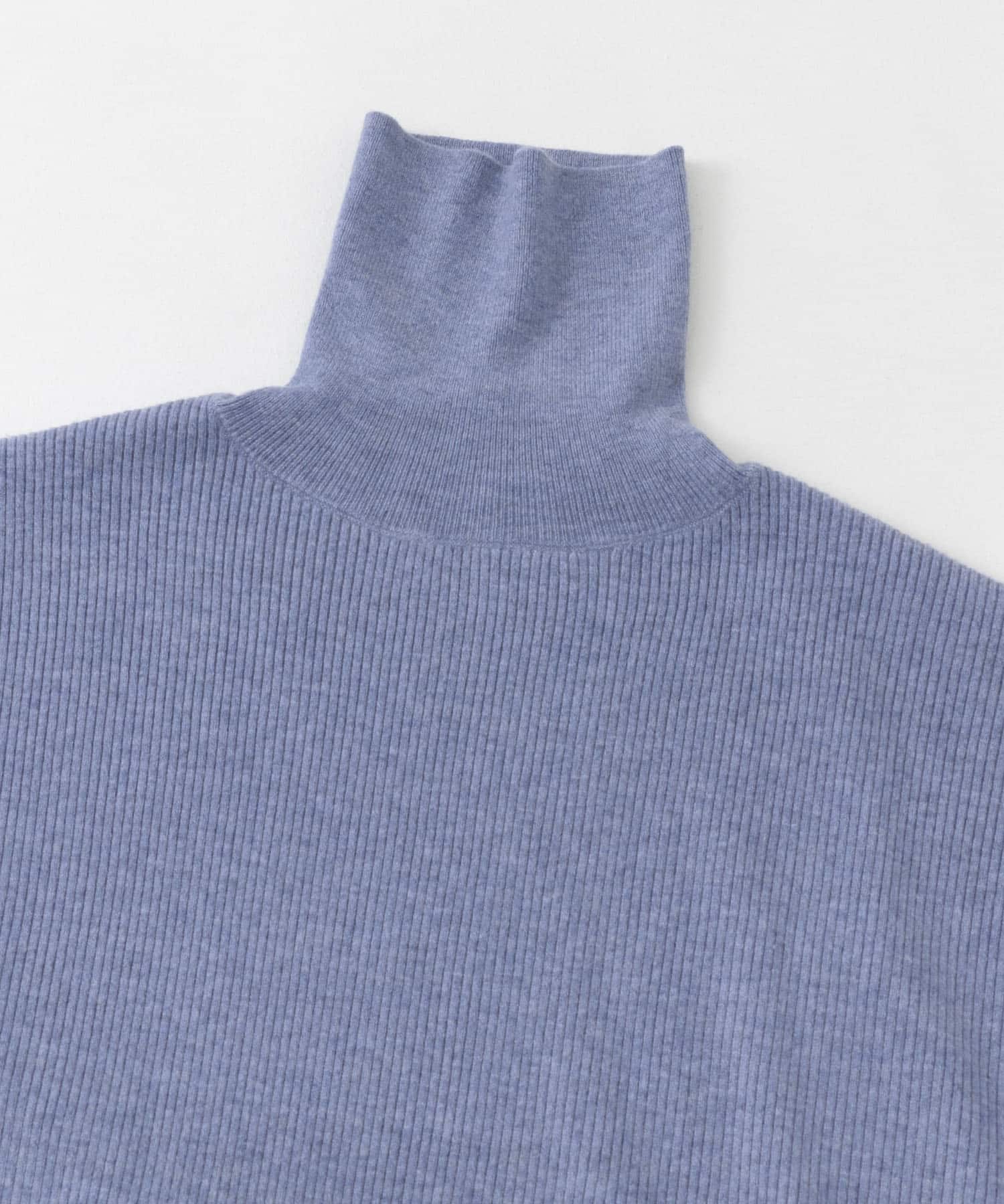 リブハイネックセーター BLUE M