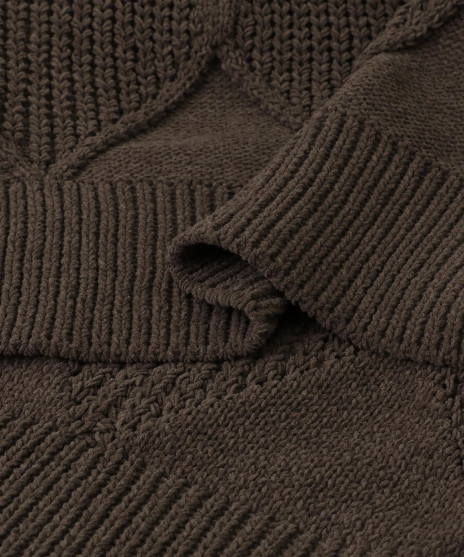 モールダイヤガラクルーネックセーター BROWN M
