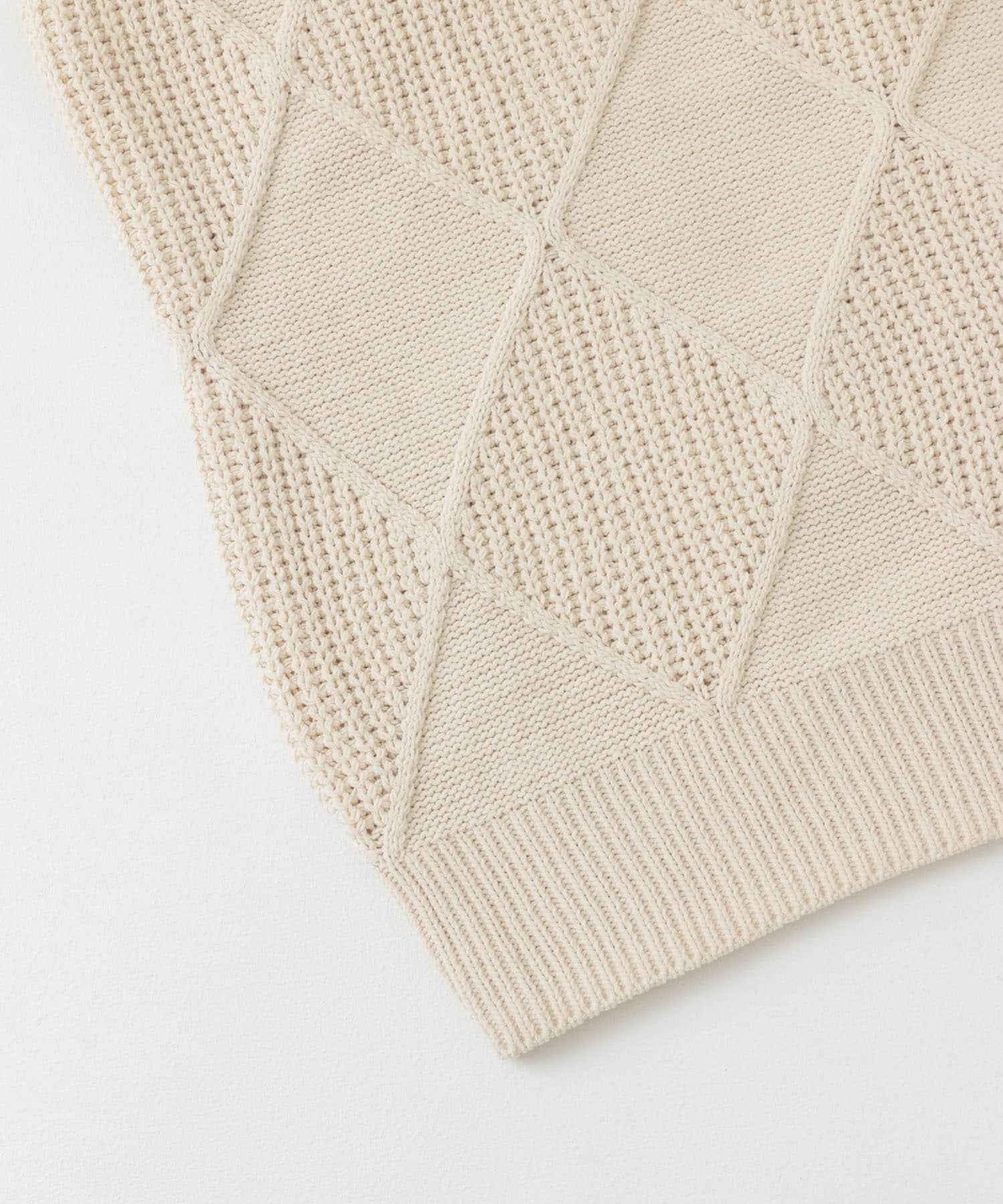 モールダイヤガラクルーネックセーター IVORY M