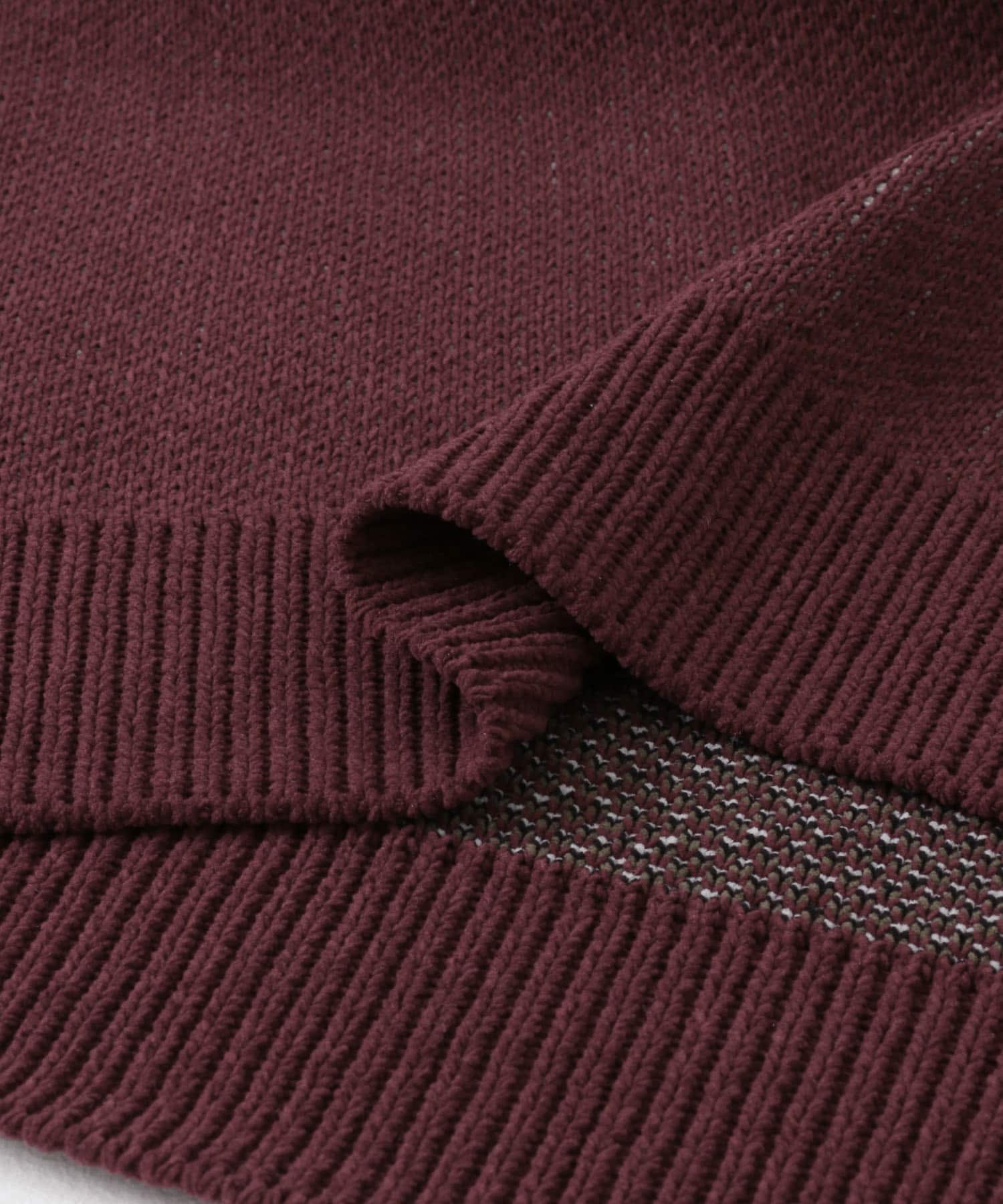 モールフラワーモチーフクルーネックセーター BORDEAUX M