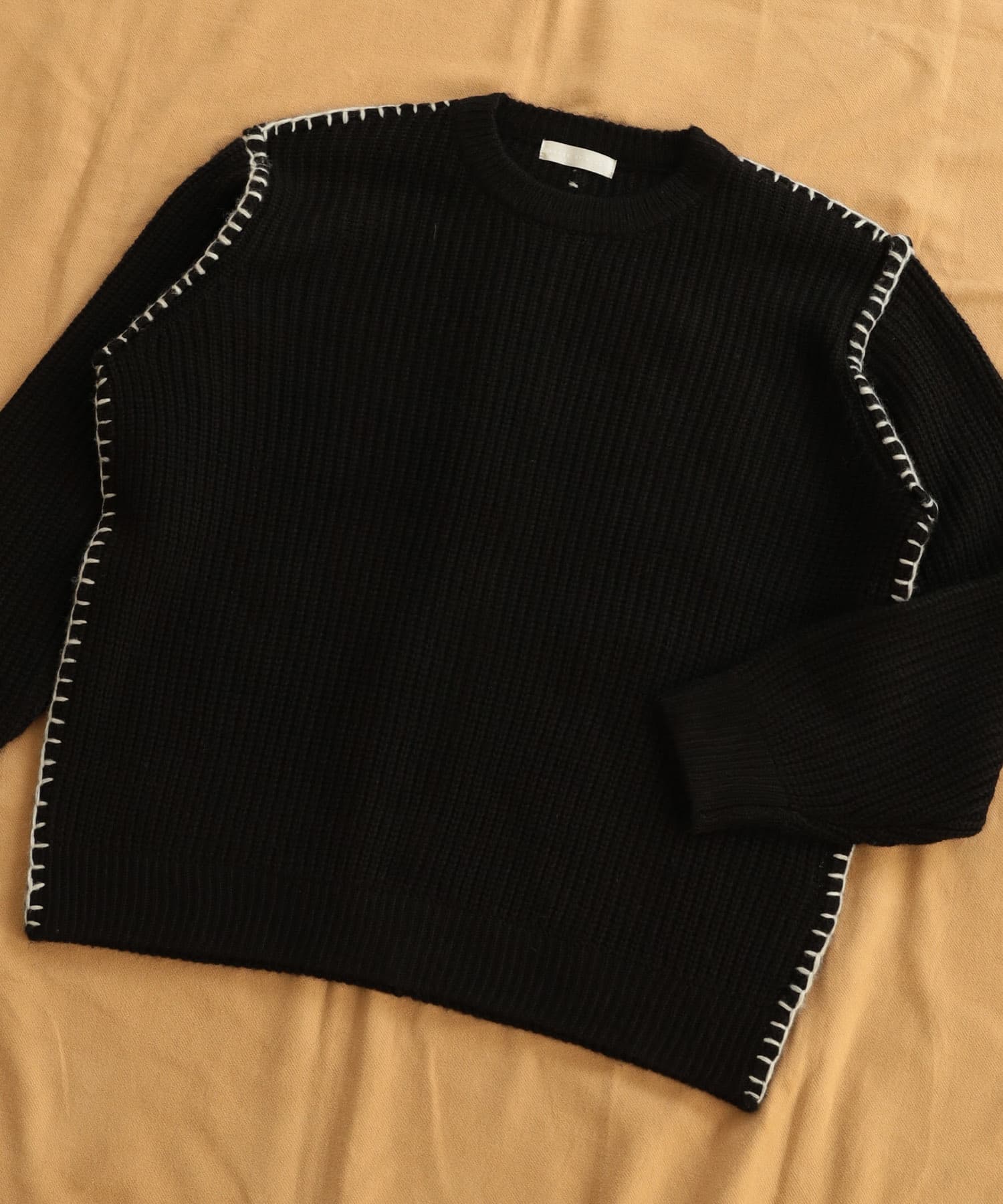 『ユニセックス』ハンドステッチクルーネックセーター BLACK M