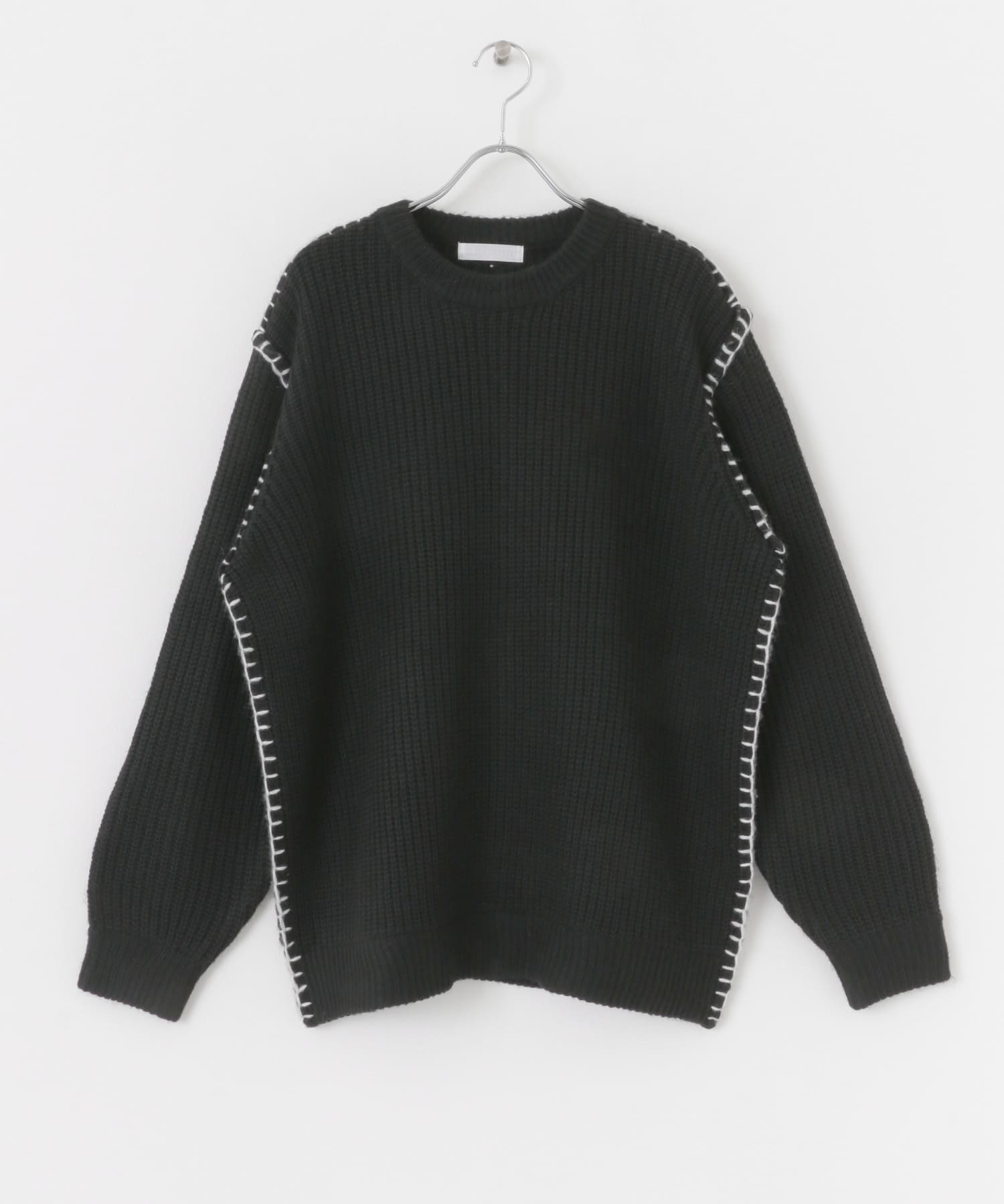 『ユニセックス』ハンドステッチクルーネックセーター BLACK M
