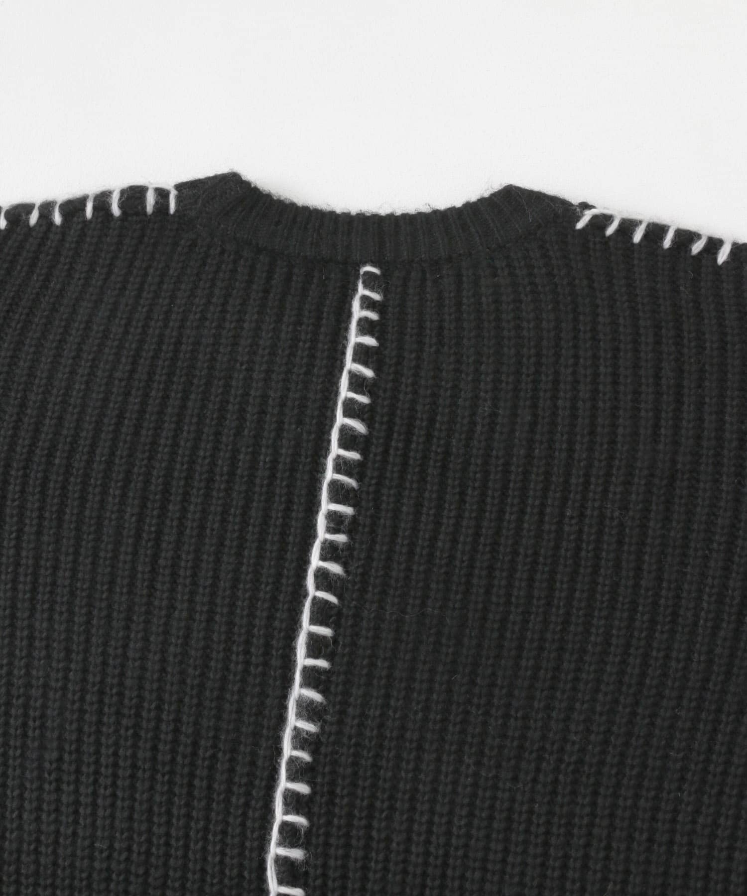 『ユニセックス』ハンドステッチクルーネックセーター BLACK M