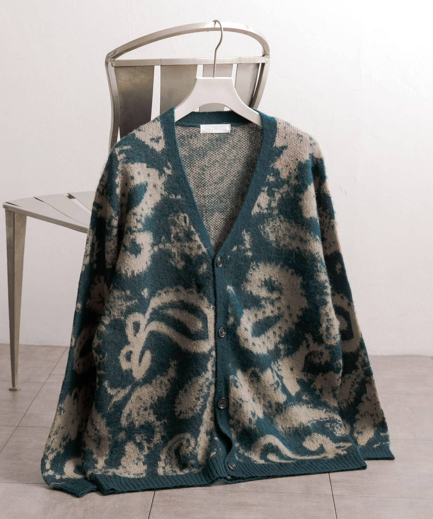 シャギーペイズリーカーディガン GREEN M
