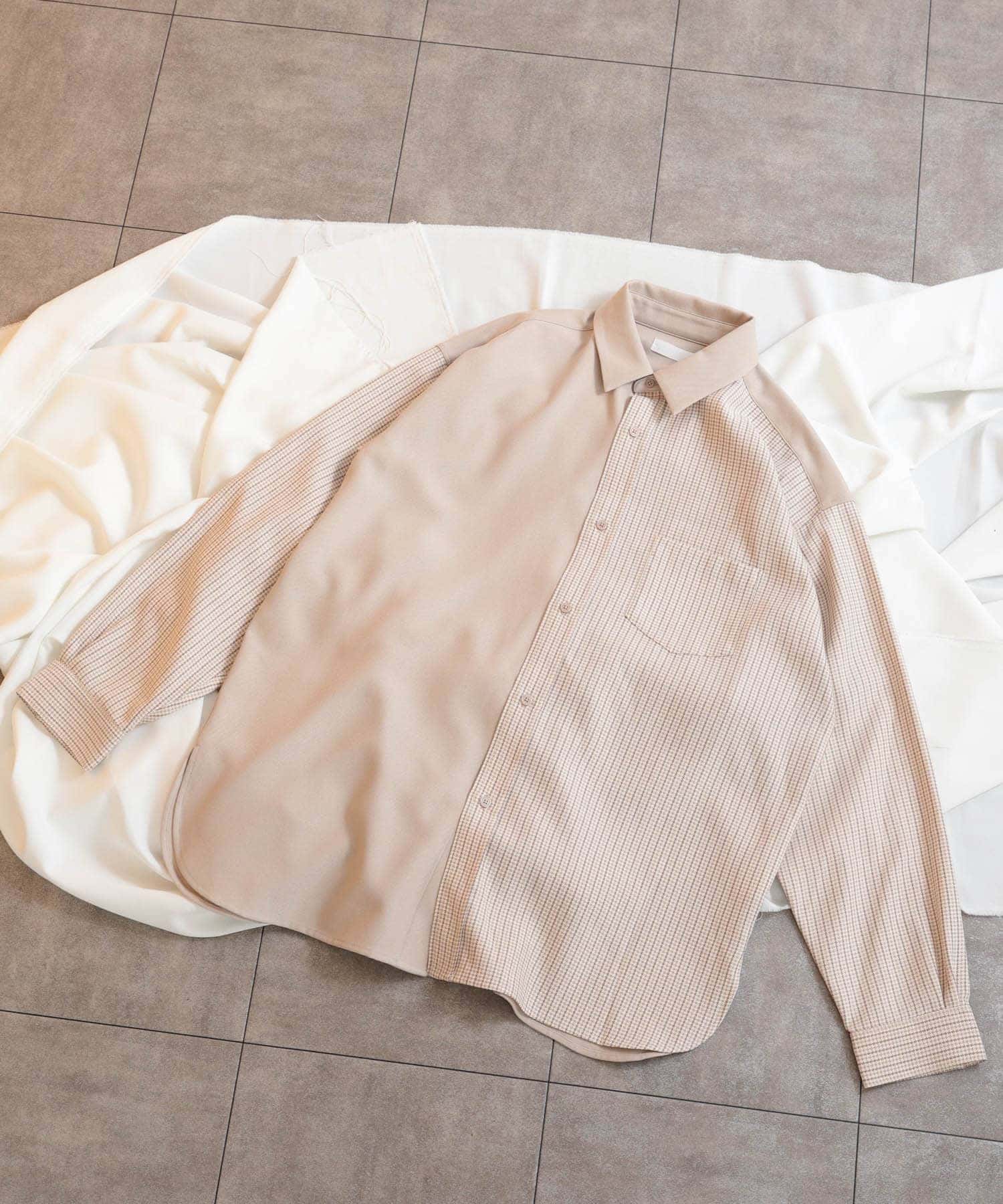 チェックウールライクブロックドシャツ GRG×GRG L
