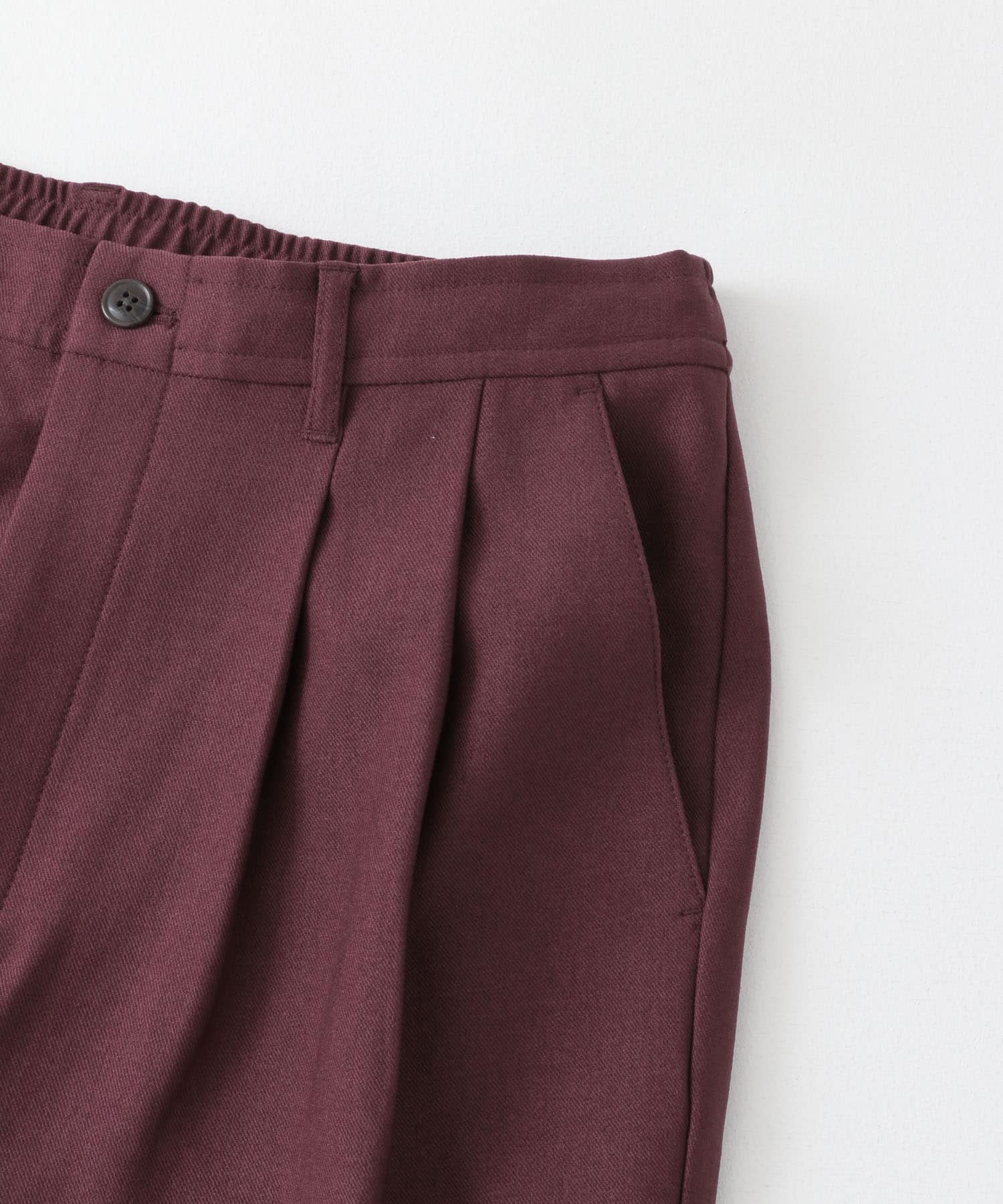 ウールライクダブルタックワイドパンツ BORDEAUX S