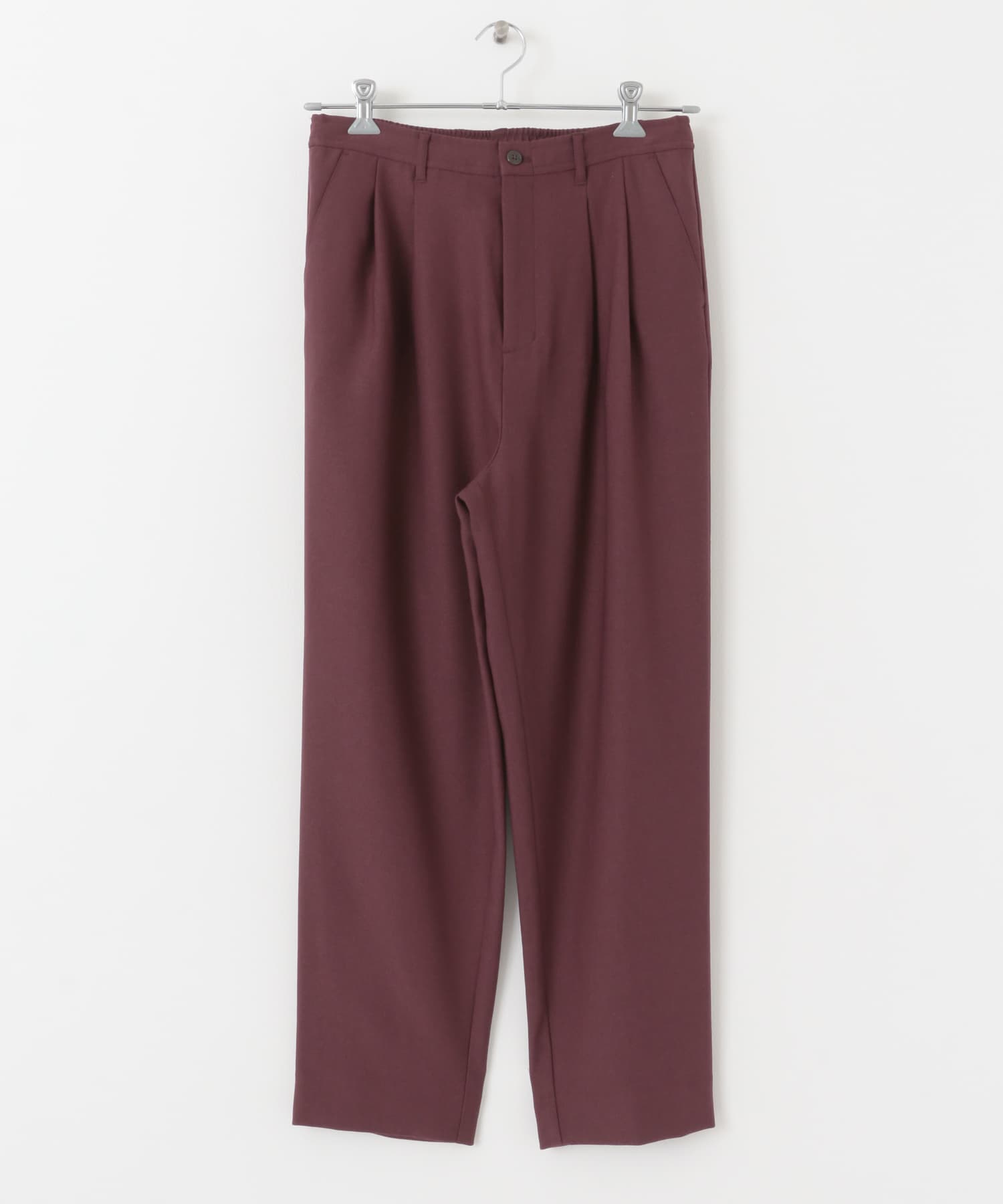 ウールライクダブルタックテーパードパンツ BORDEAUX S