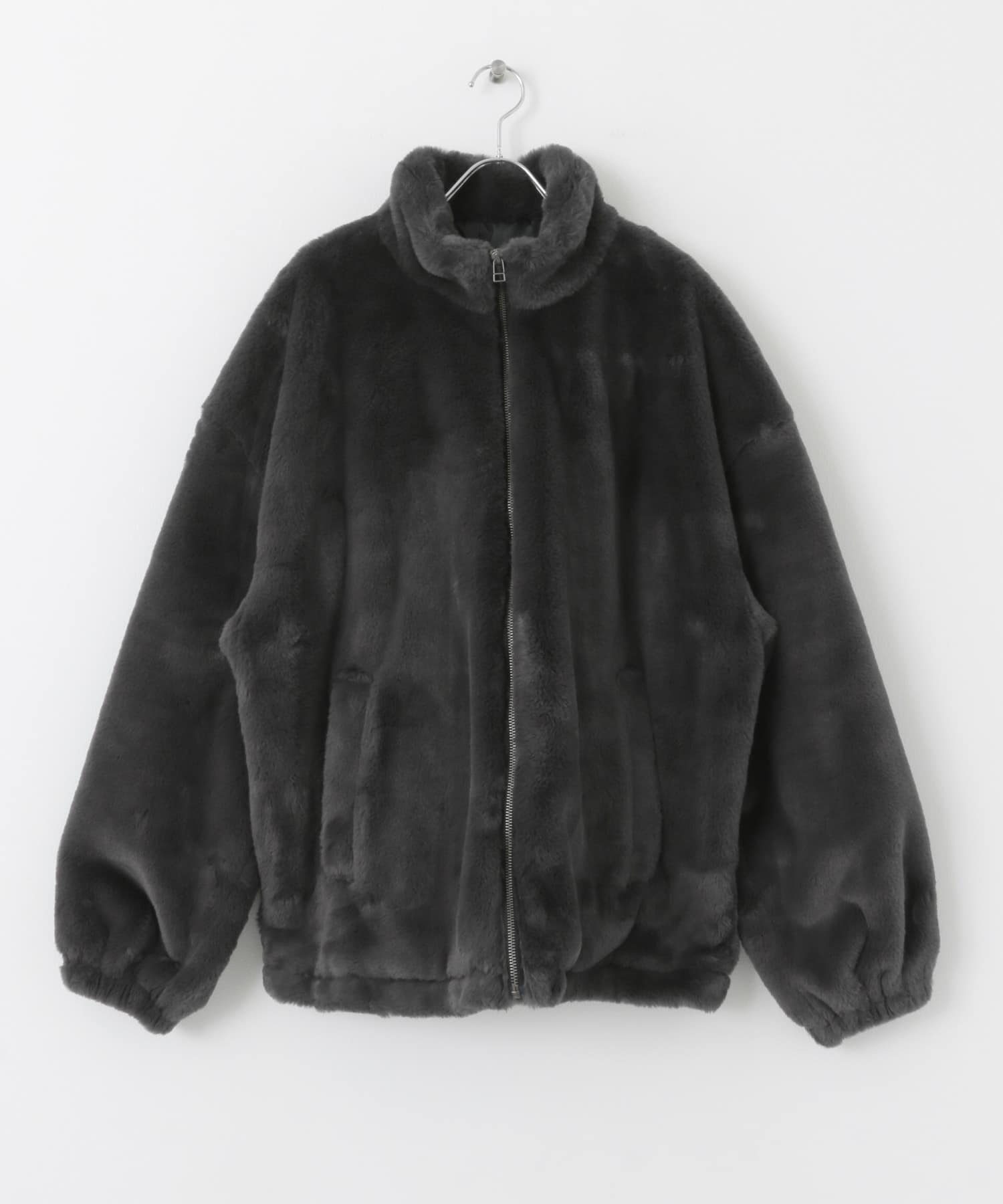 フェイクファーZIPブルゾン CHARCOAL M