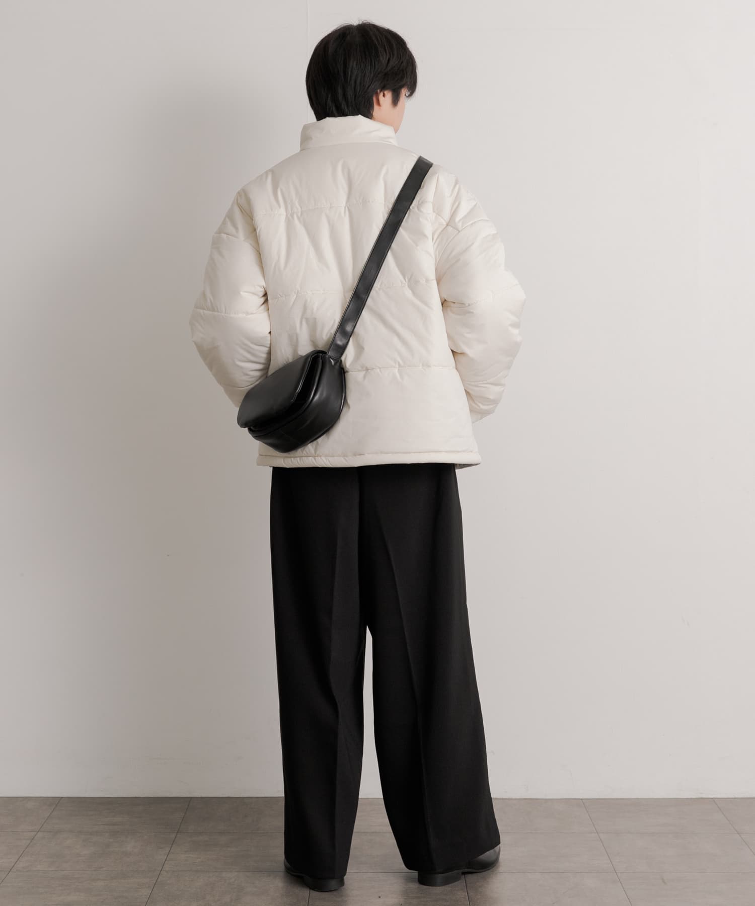 フェイクレザーパデットフラップショルダー BLACK one