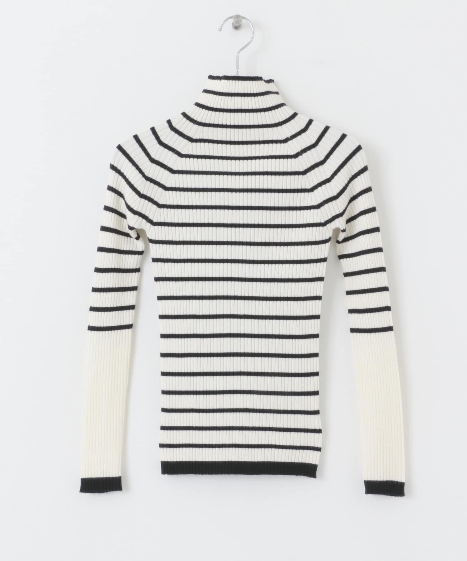 『一部WEB限定』ストレッチリブハイネックセーター WHT×BLK one