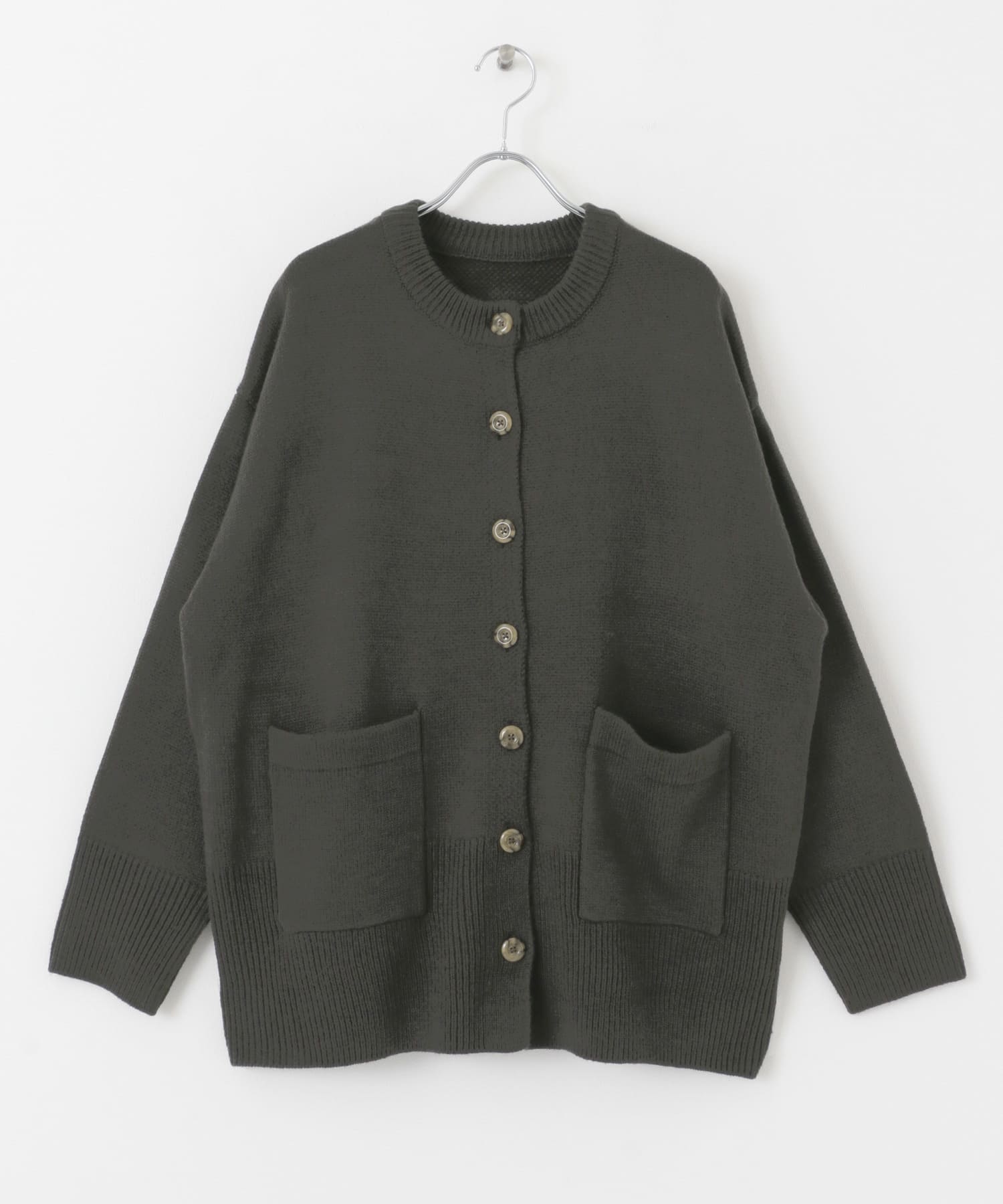 クルーネックルーズカーディガン CHARCOAL one