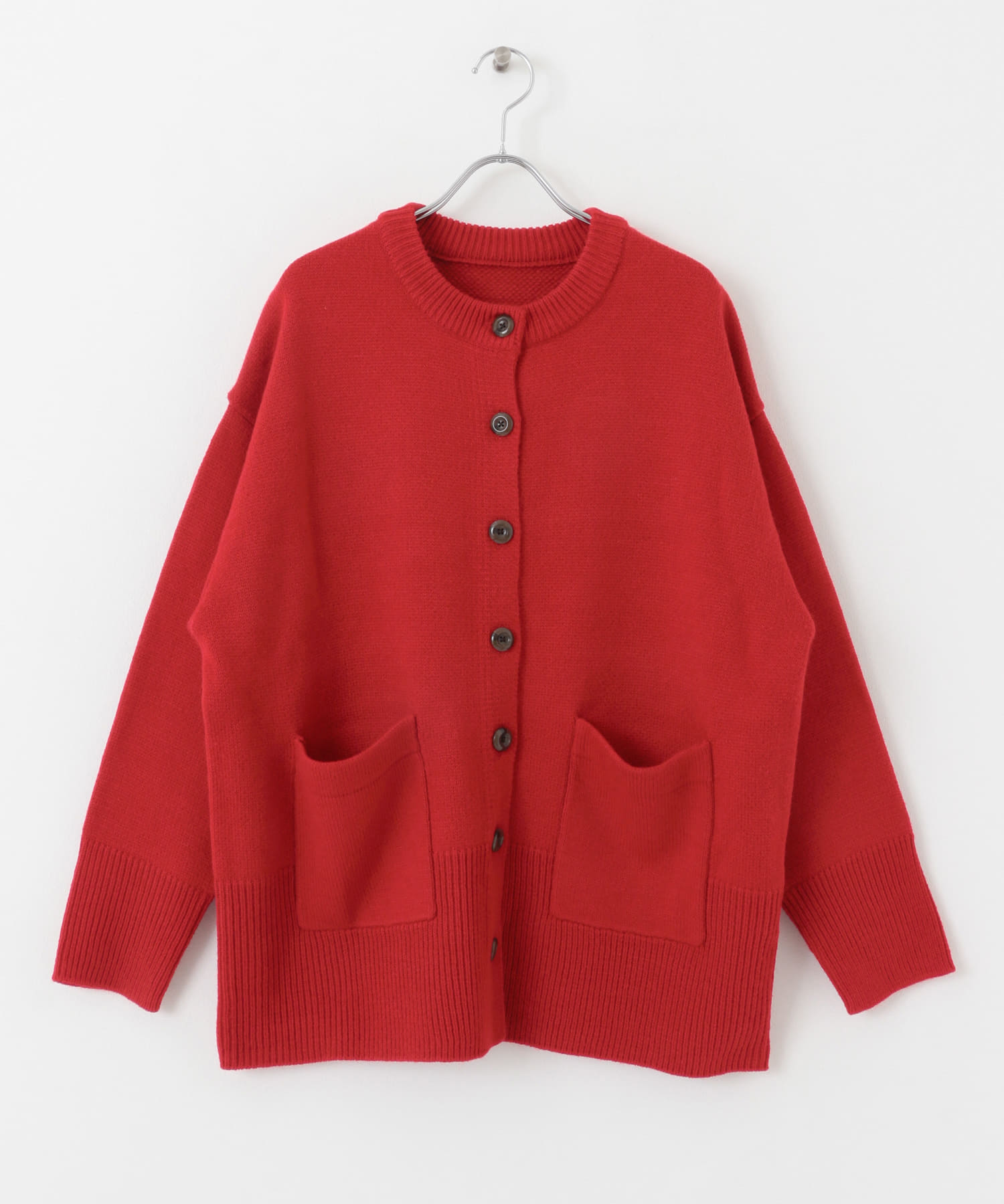 クルーネックルーズカーディガン RED one
