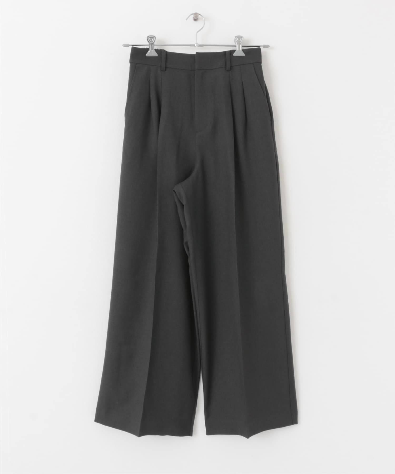 『TALLサイズ/WEB限定』ウールライクダブルタックワイドパンツ CHARCOAL XS