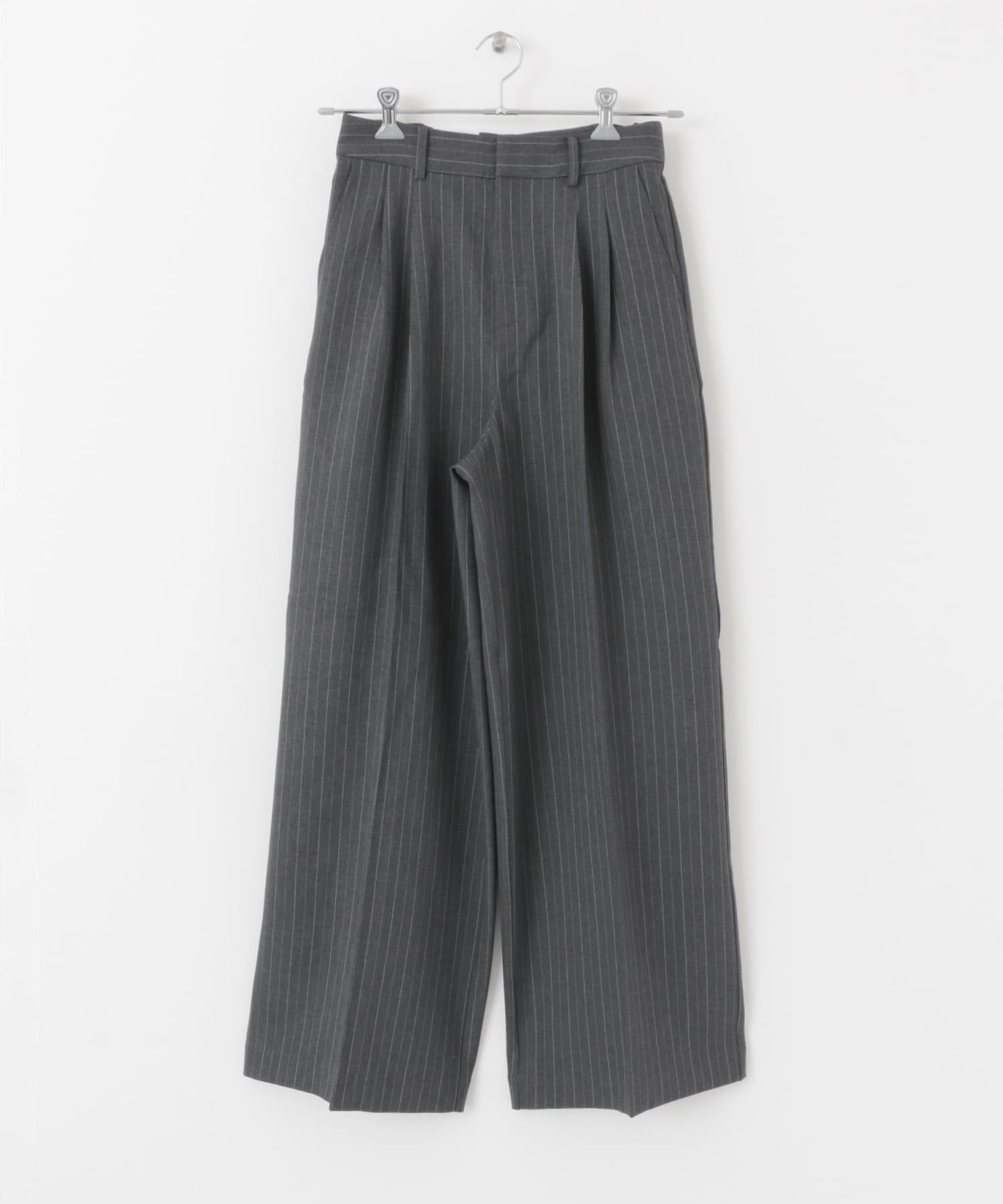 『TALLサイズ/WEB限定』ウールライクダブルタックワイドパンツ GRY×OFF XS