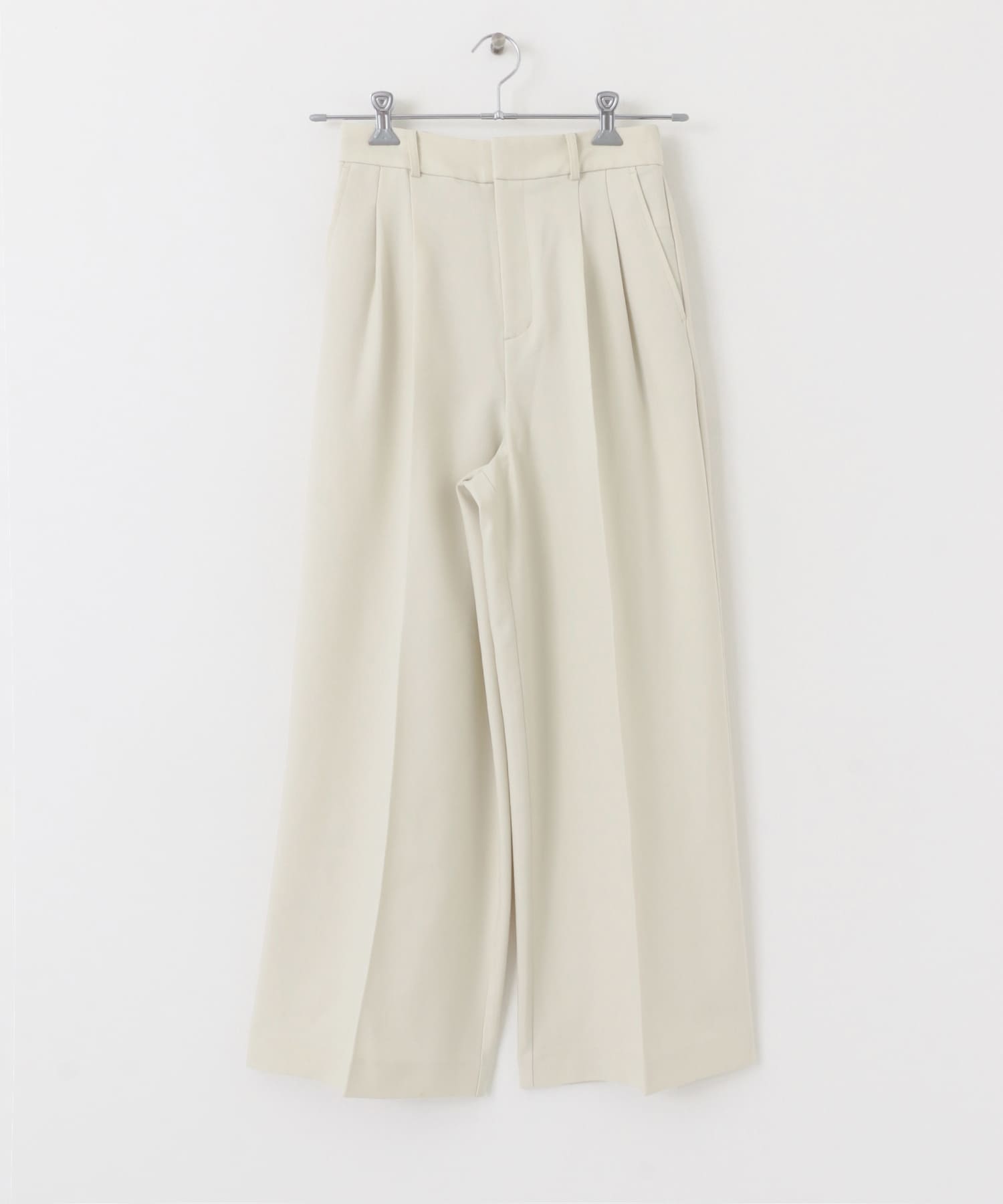 『TALLサイズ/WEB限定』ウールライクダブルタックワイドパンツ IVORY XS