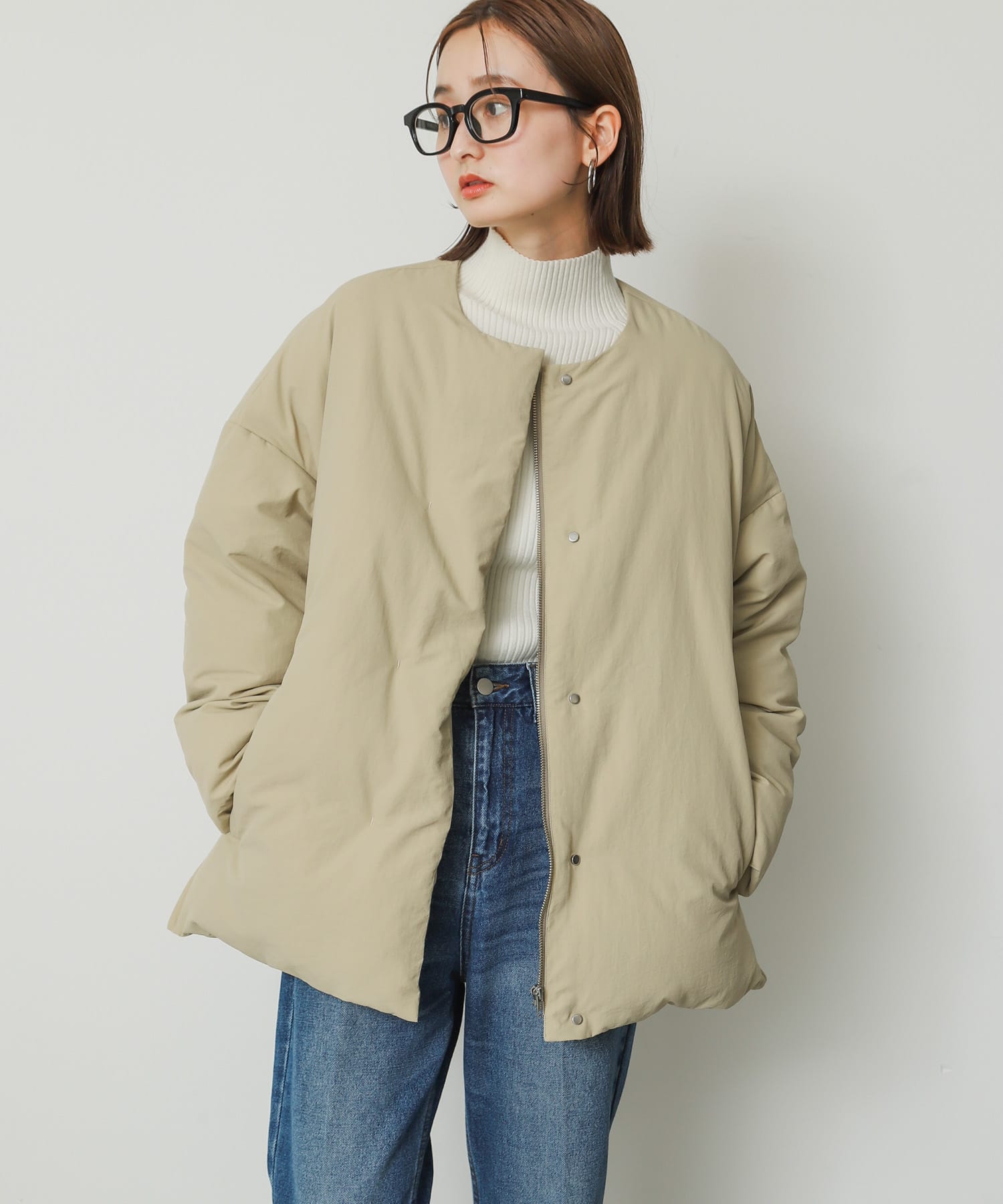 SENSE OF PLACE ◆マフラー付シームレスダウン　Sサイズ マフラー付シームレスダウン(S GREIGE): アウター｜URBAN