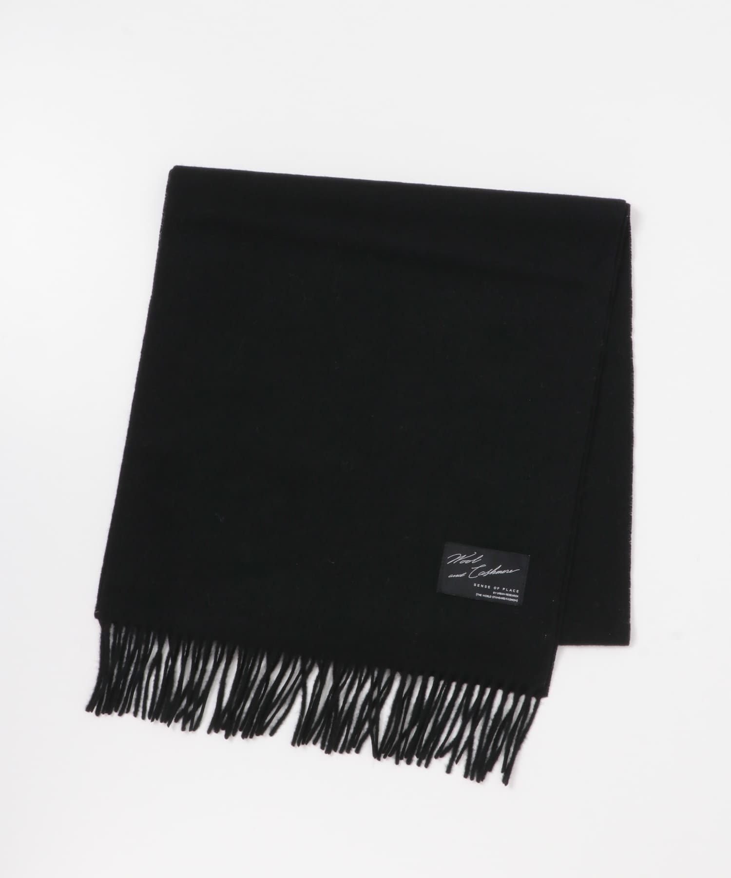 カシミヤ混ウールストール BLACK one
