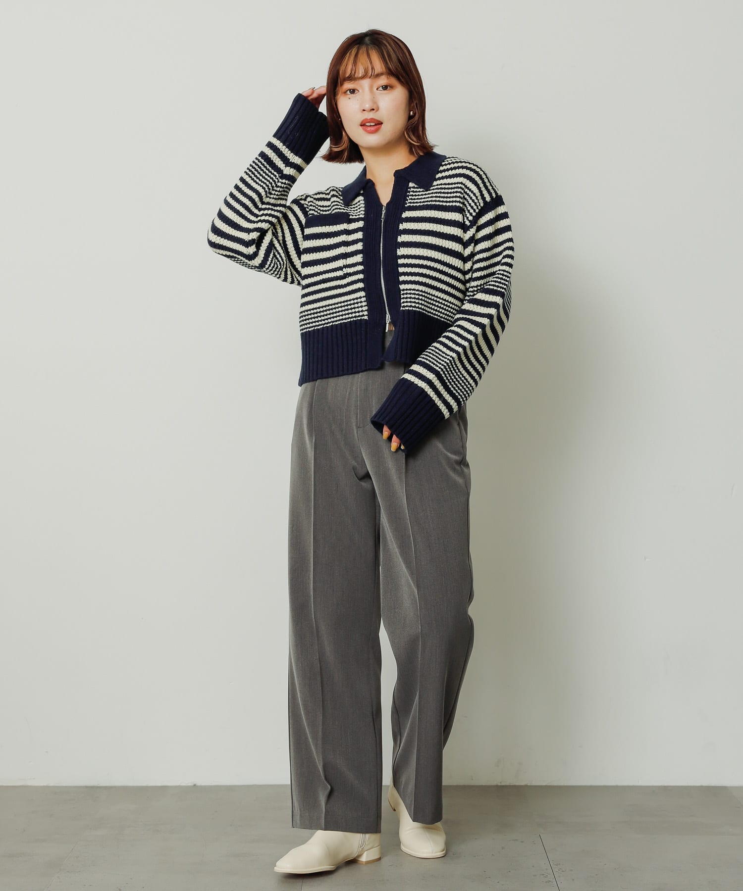 『4サイズ展開』『晴雨兼用』スクエアトウセンターシームストレッチローブーツ IVORY S