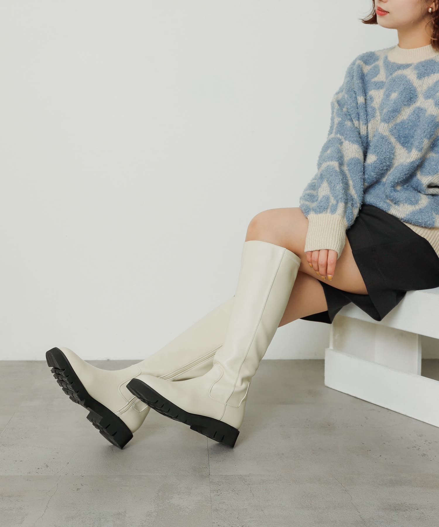 トラックソールロングブーツ IVORY S