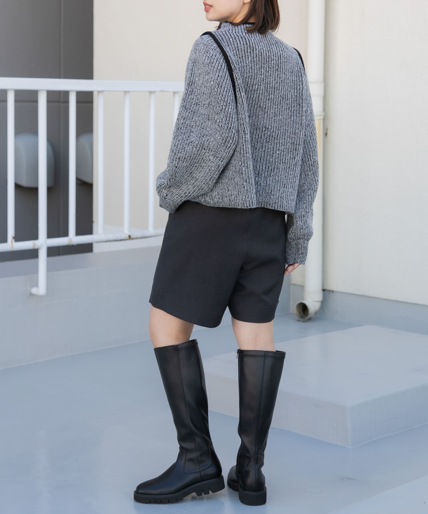 トラックソールロングブーツ BLACK S