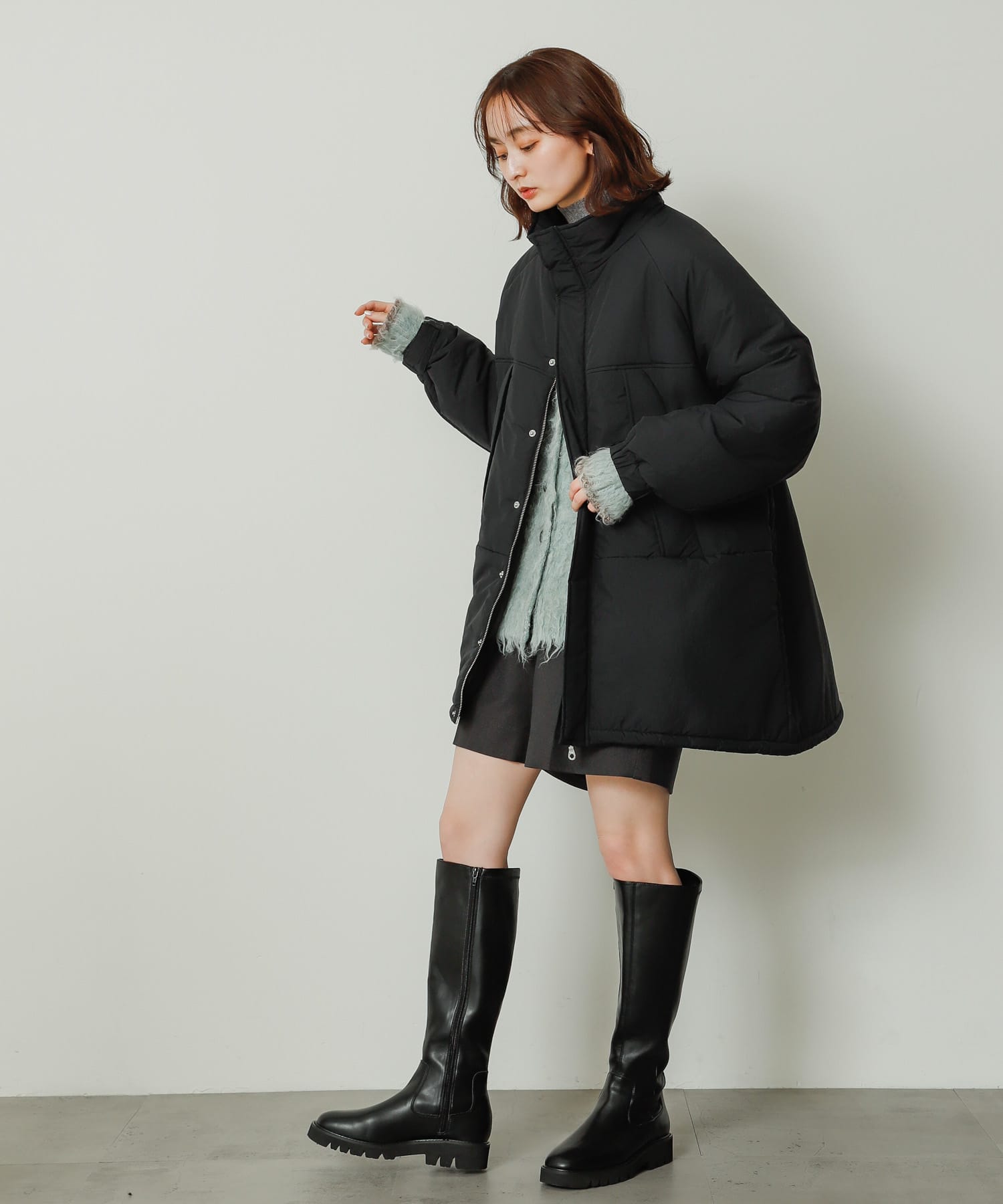 トラックソールロングブーツ BLACK M