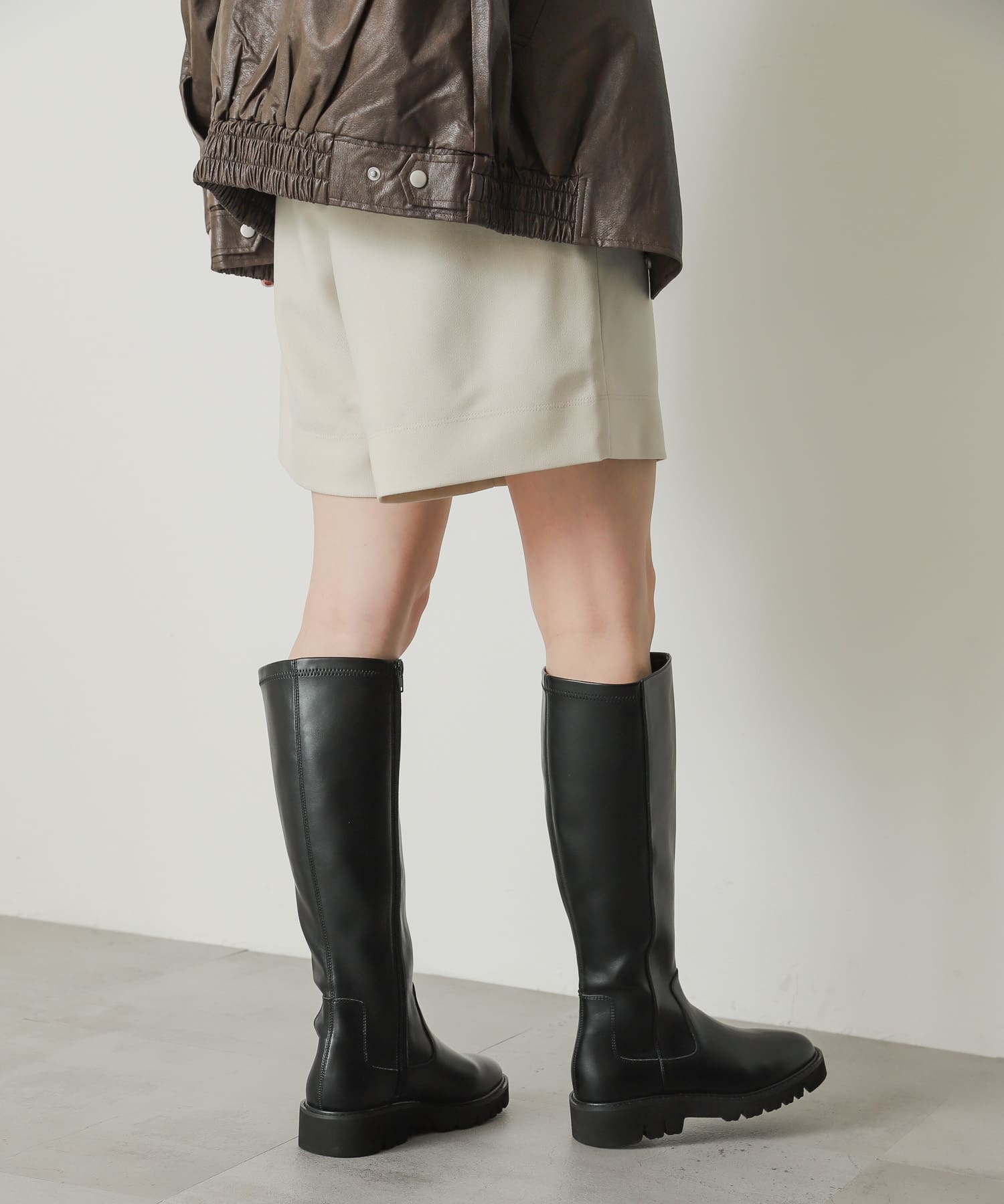 トラックソールロングブーツ BLACK M