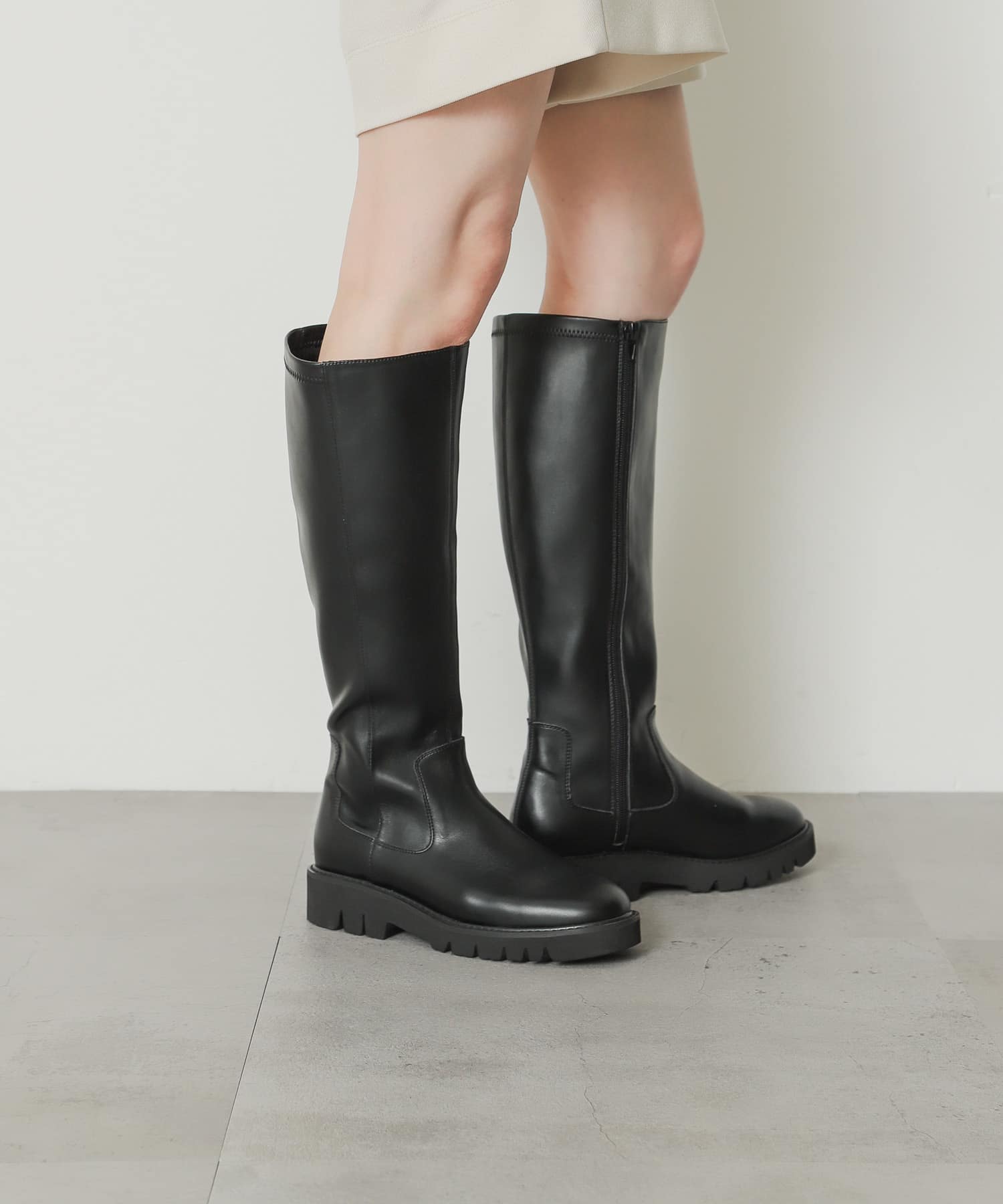 トラックソールロングブーツ BLACK L