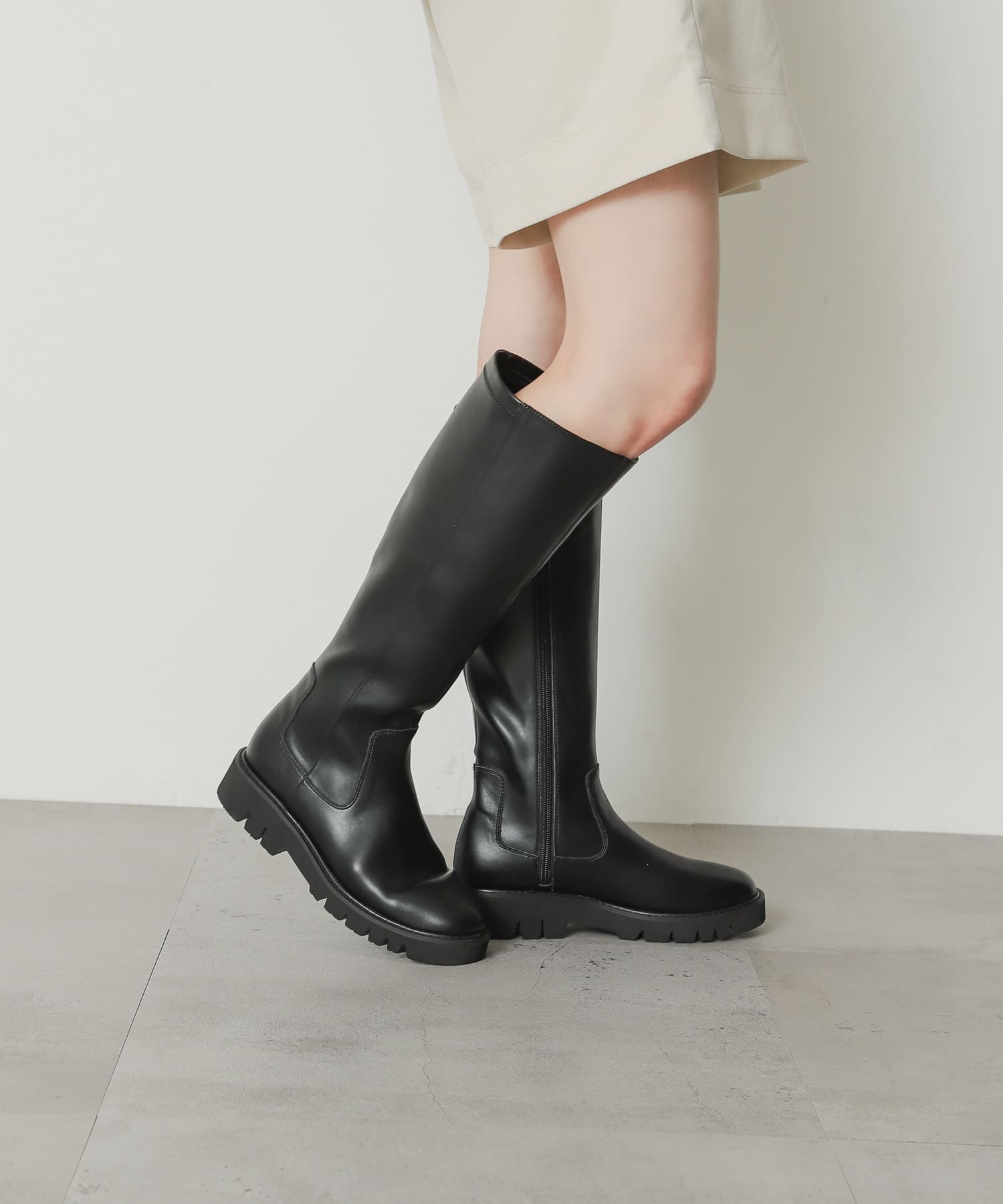 トラックソールロングブーツ BLACK L