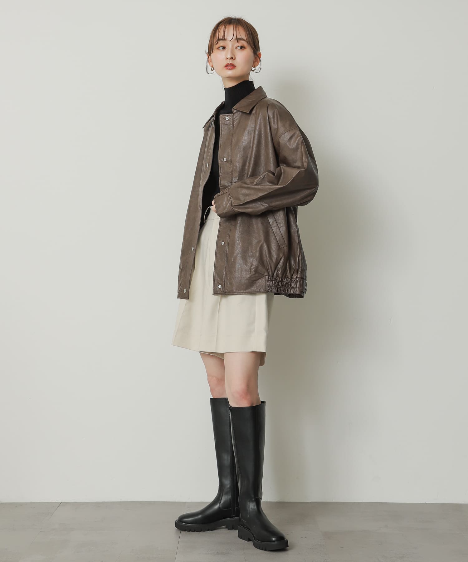 トラックソールロングブーツ BLACK L