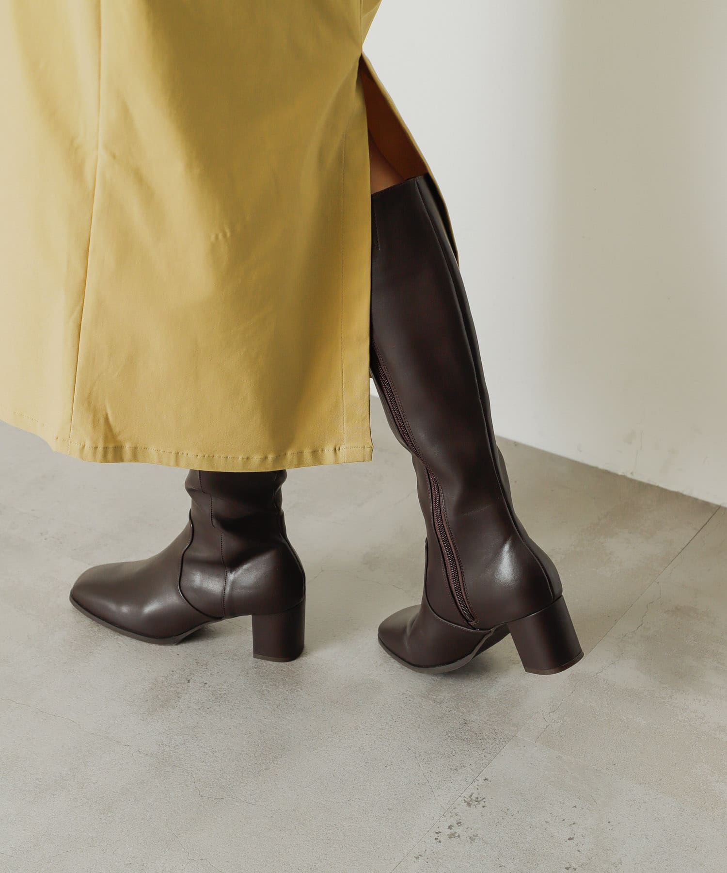ヒールロングブーツ BROWN M