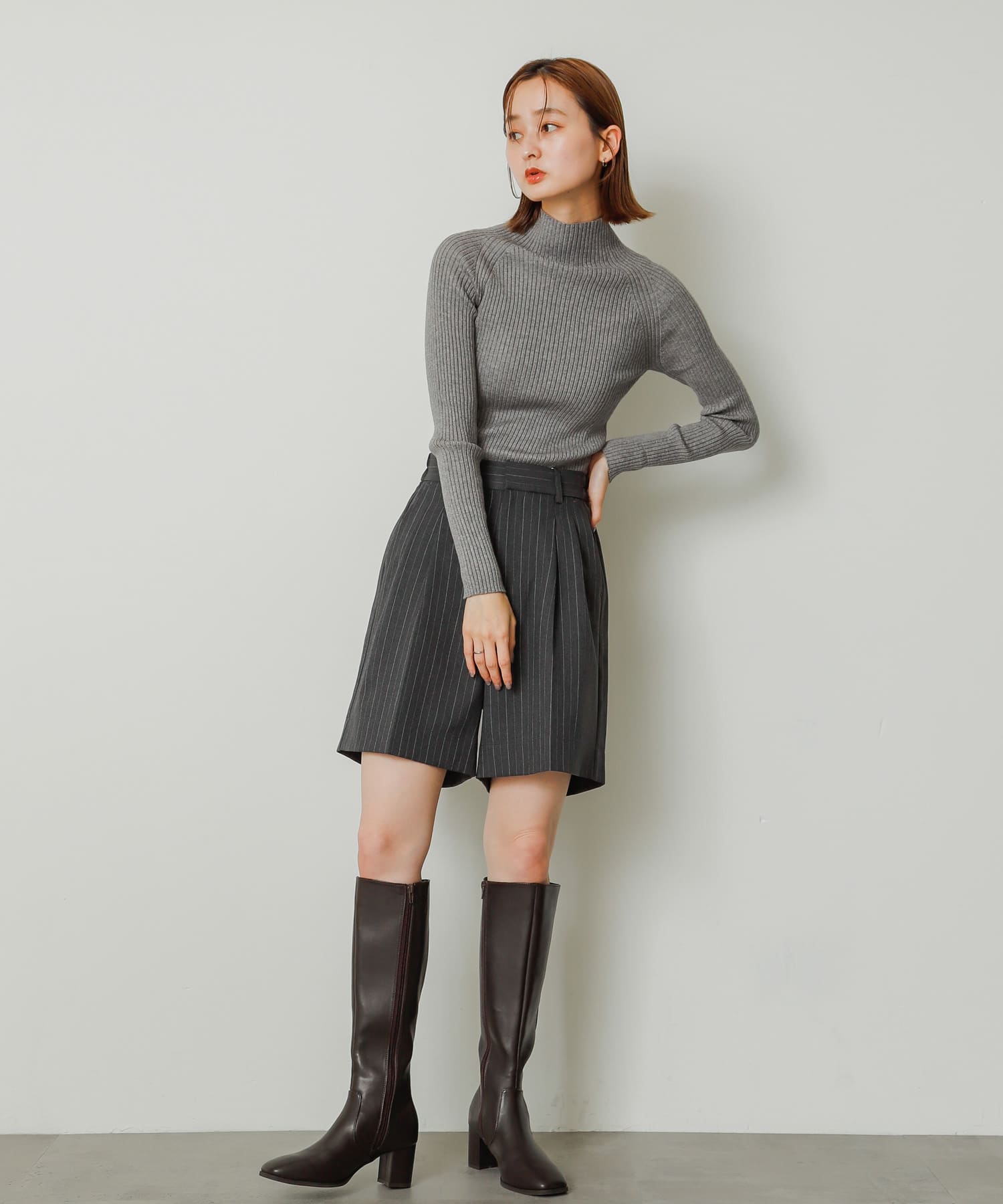 ヒールロングブーツ BROWN M