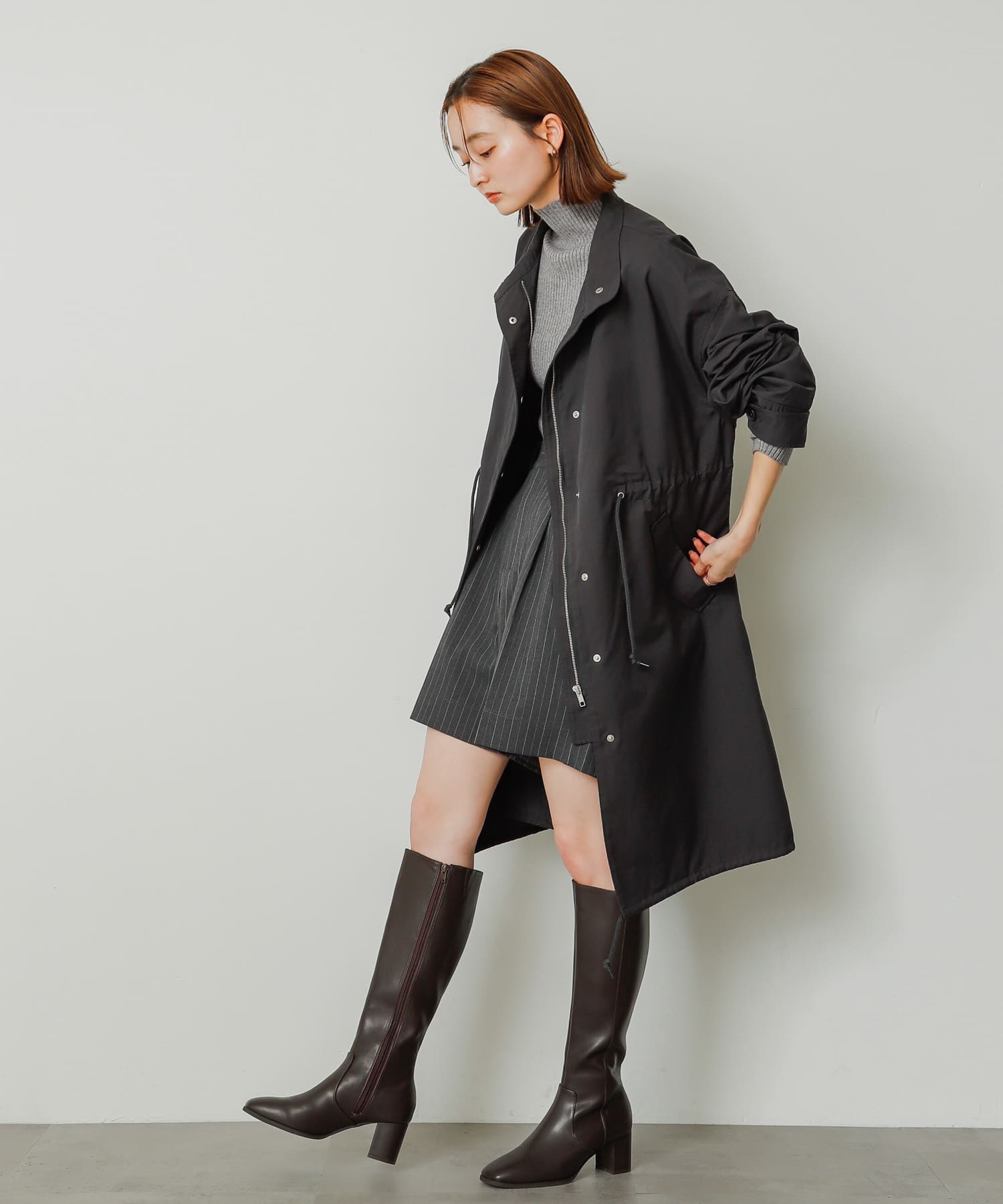 ヒールロングブーツ BROWN M