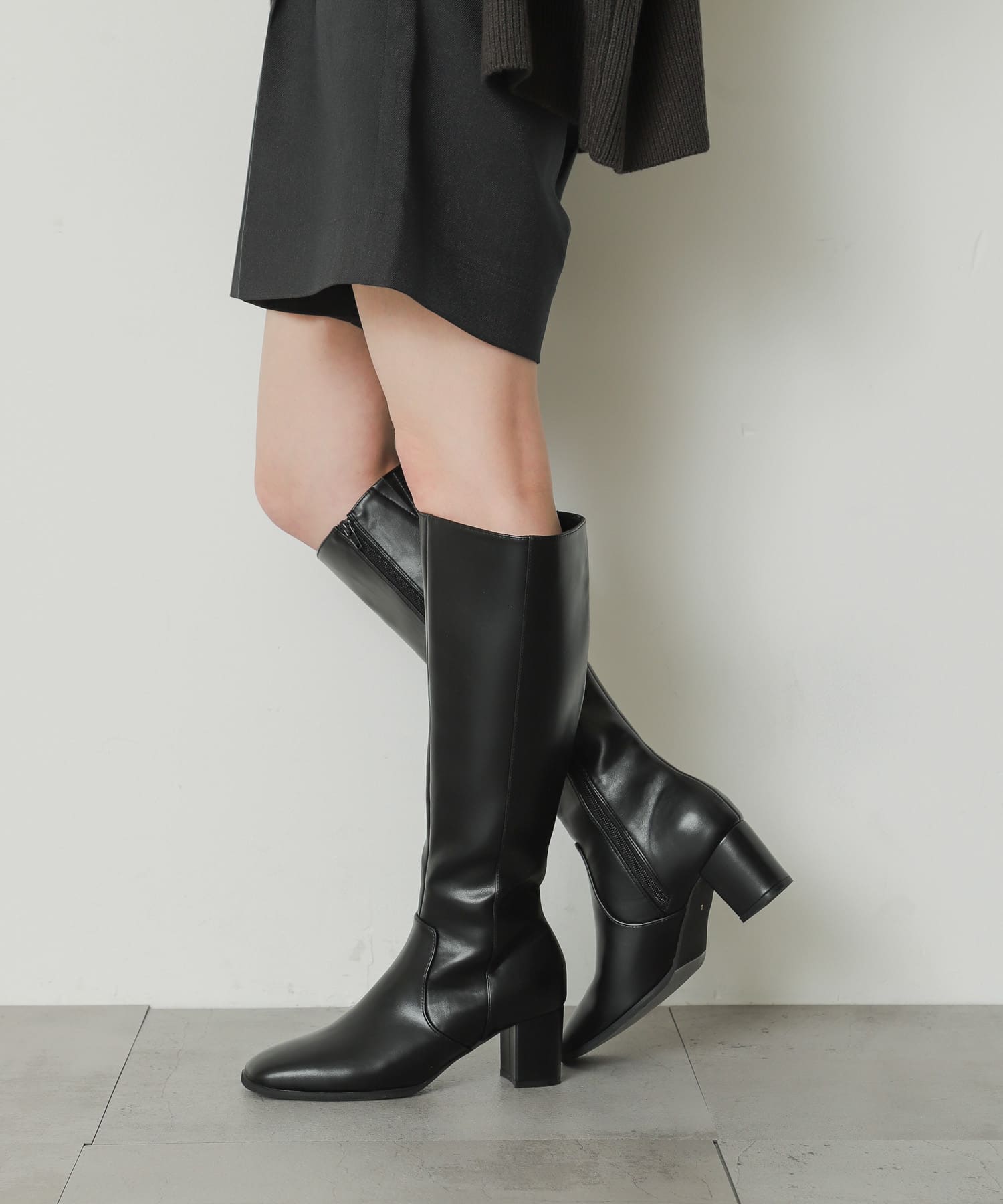 ヒールロングブーツ BLACK S
