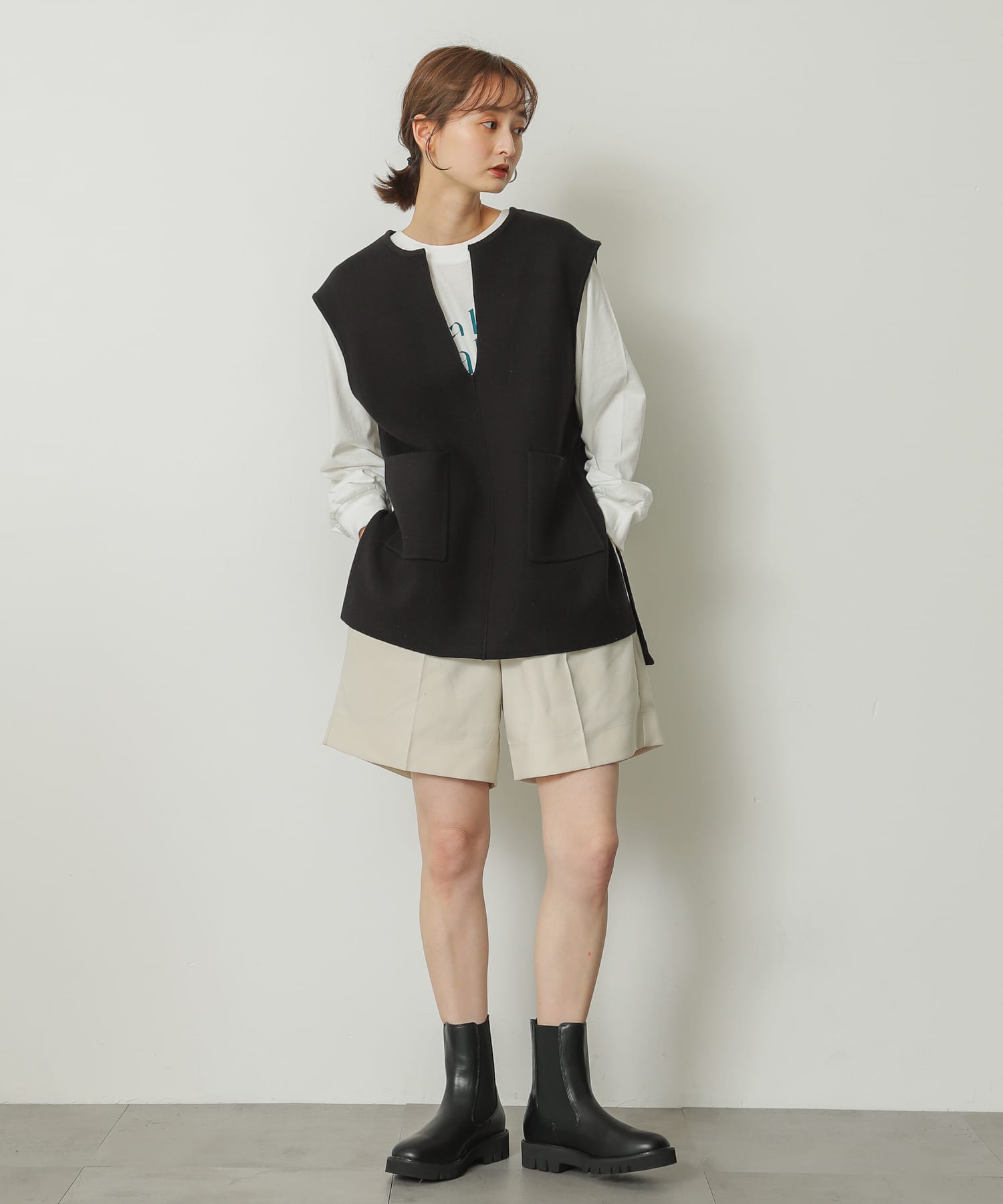 『軽量ソール採用』トラックソールサイドゴアブーツ BLACK M