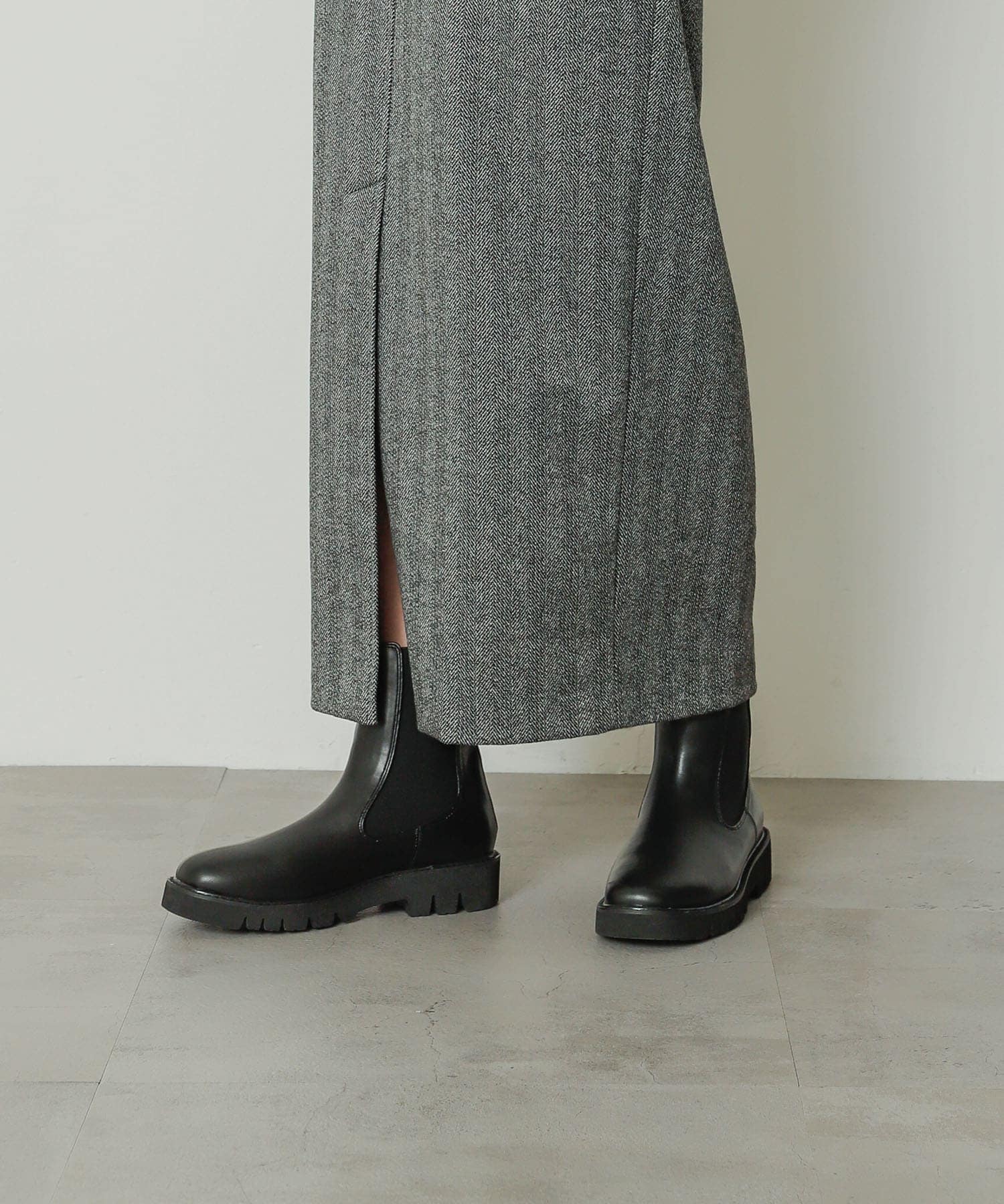 『軽量ソール採用』トラックソールサイドゴアブーツ BLACK L