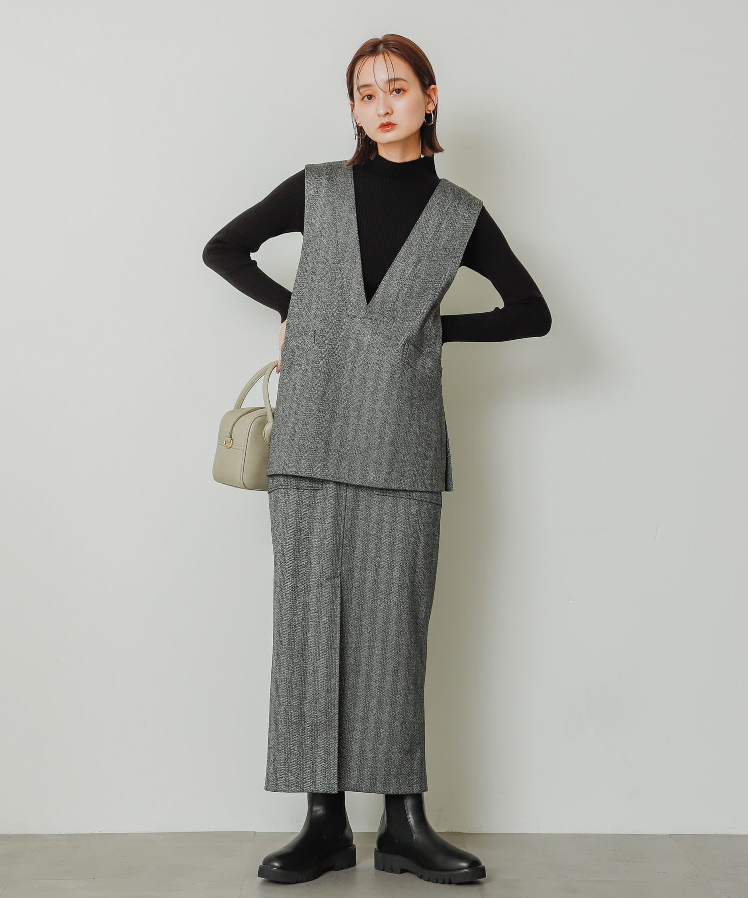 『軽量ソール採用』トラックソールサイドゴアブーツ BLACK L