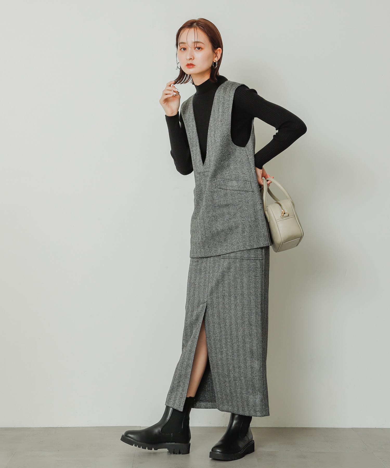 『軽量ソール採用』トラックソールサイドゴアブーツ BLACK L