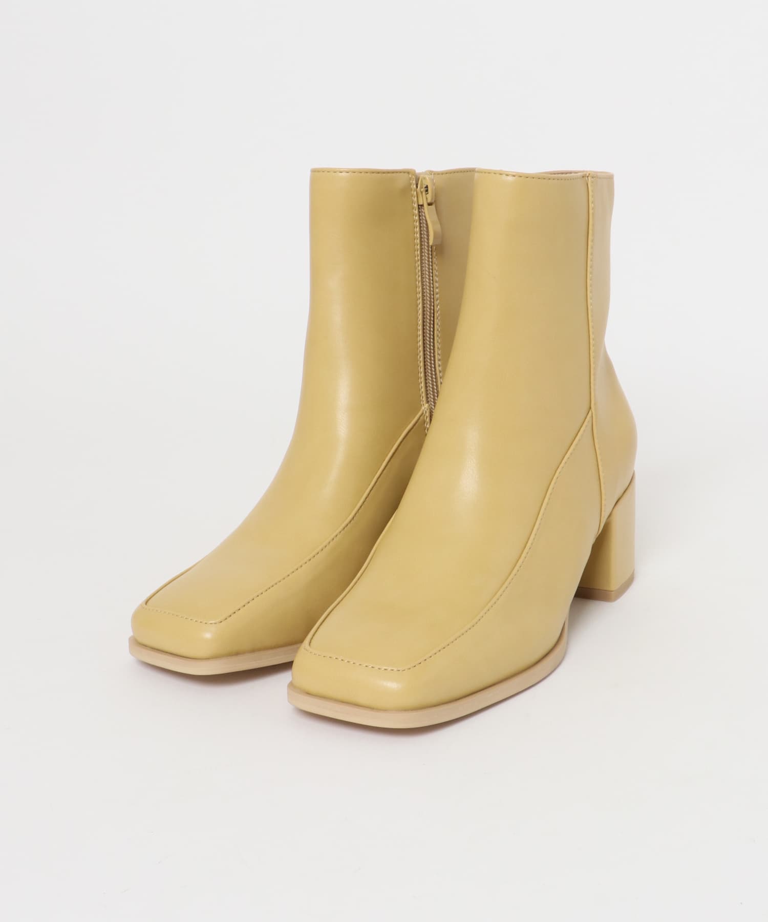 ワイドスクエアショートブーツ BEIGE S