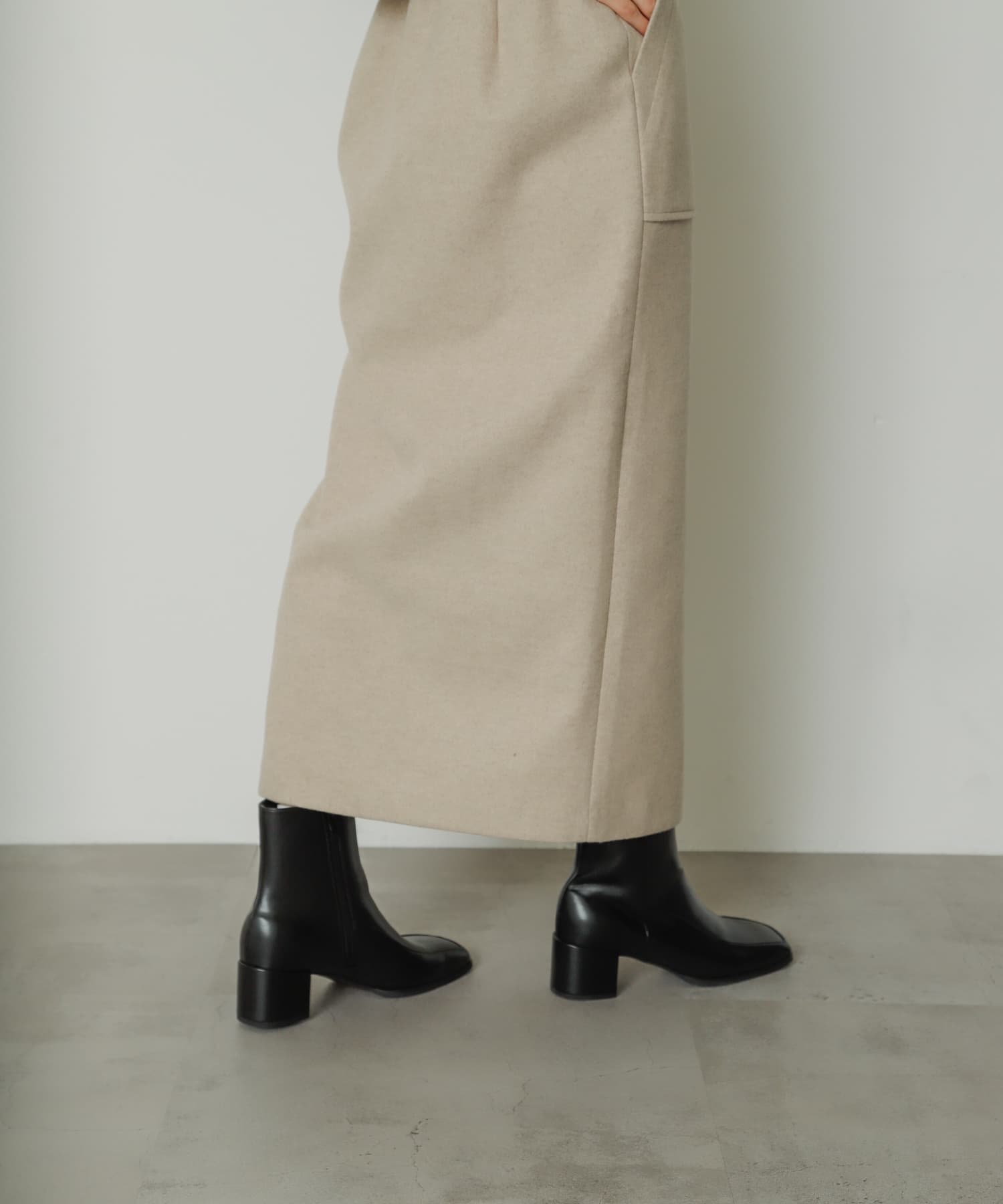 ワイドスクエアショートブーツ BLACK S