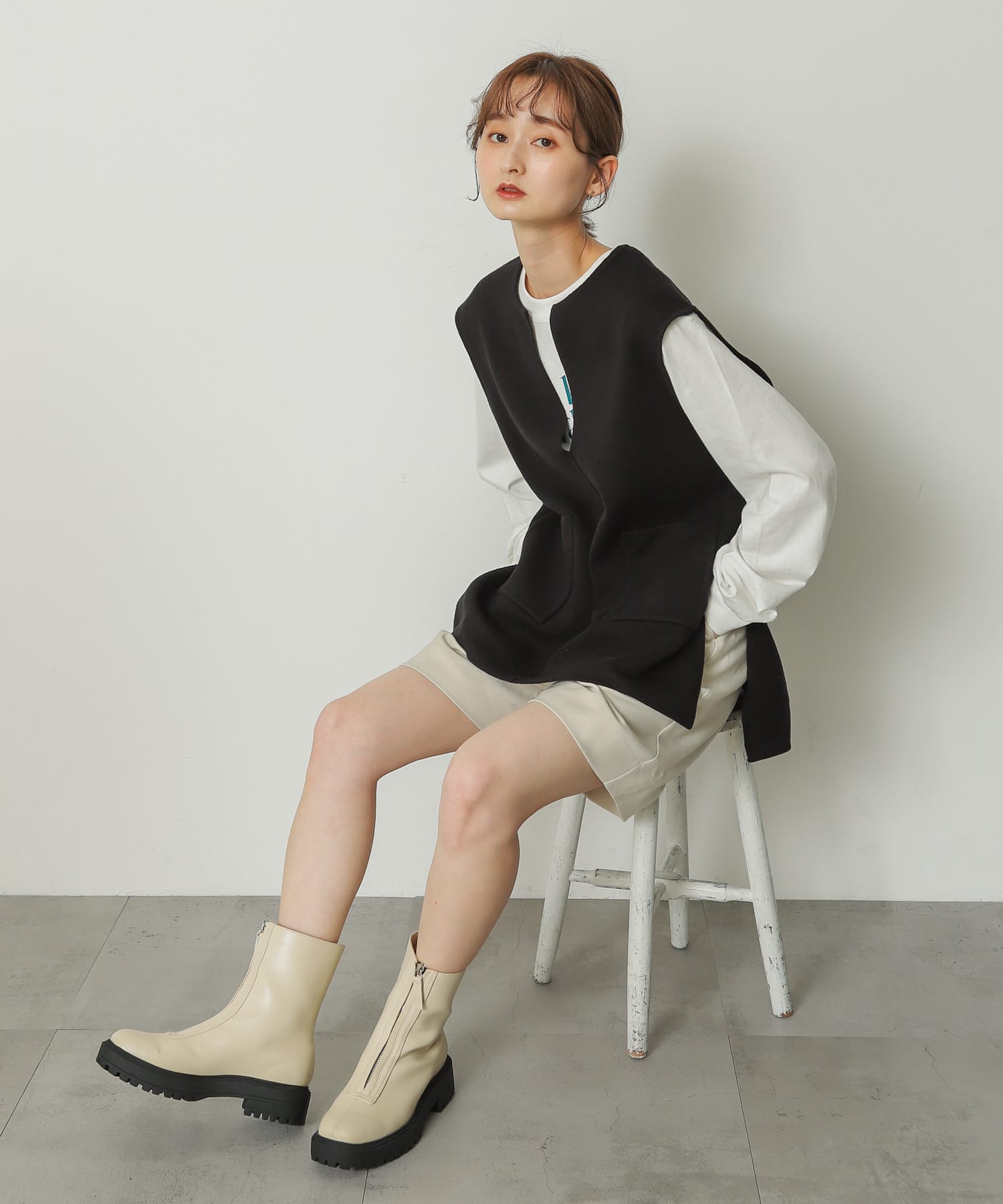 センタージップブーツ IVORY M