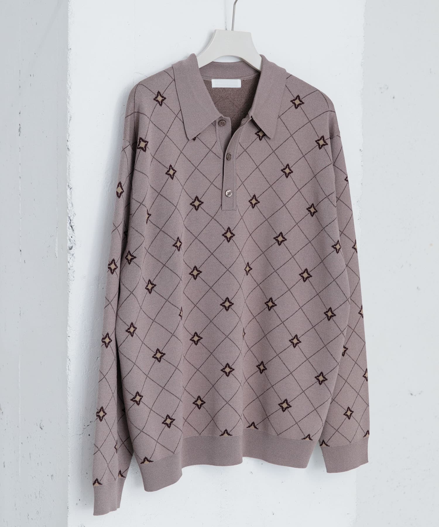 フラワージャガードニットポロ BEIGE M