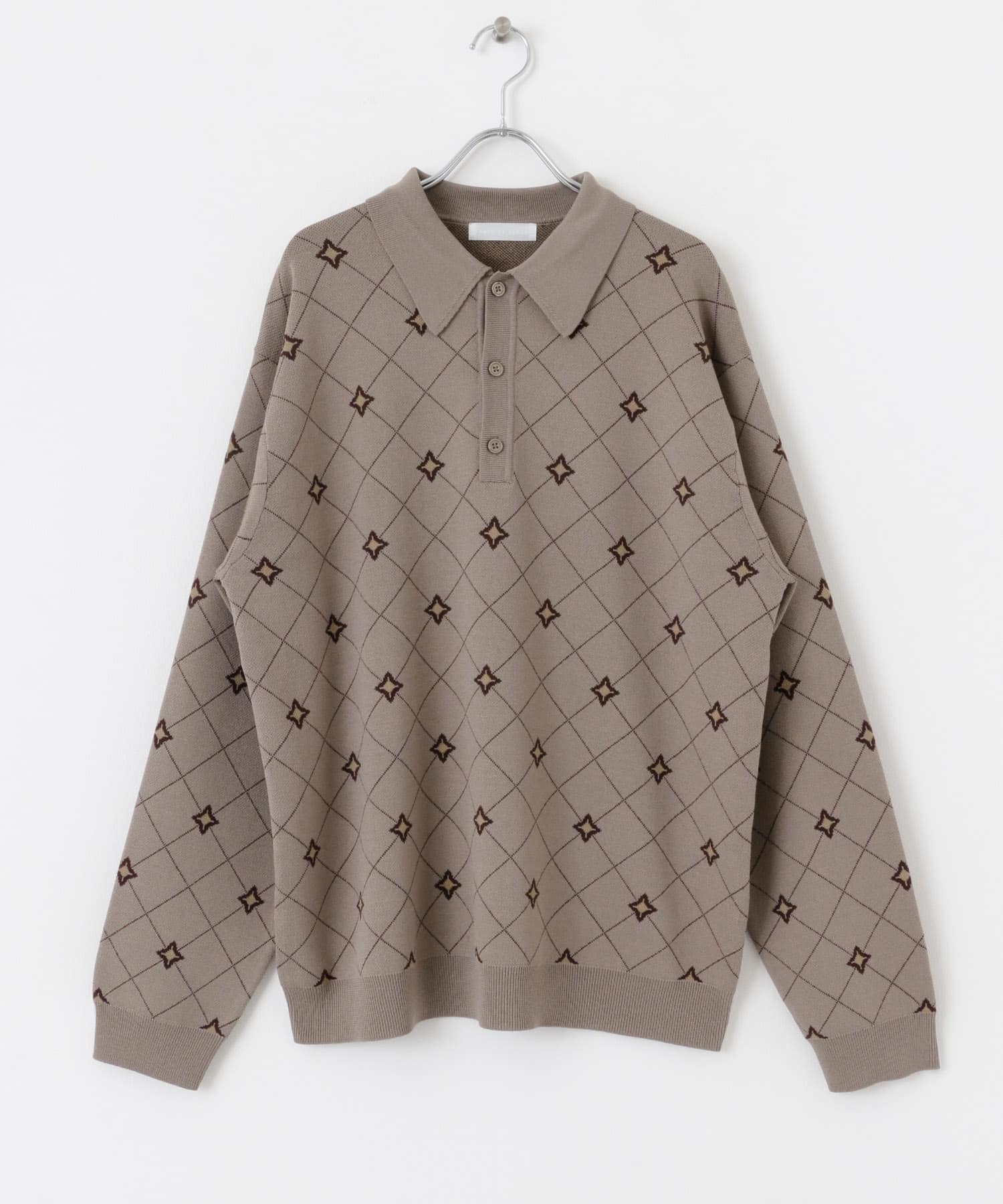フラワージャガードニットポロ BEIGE M