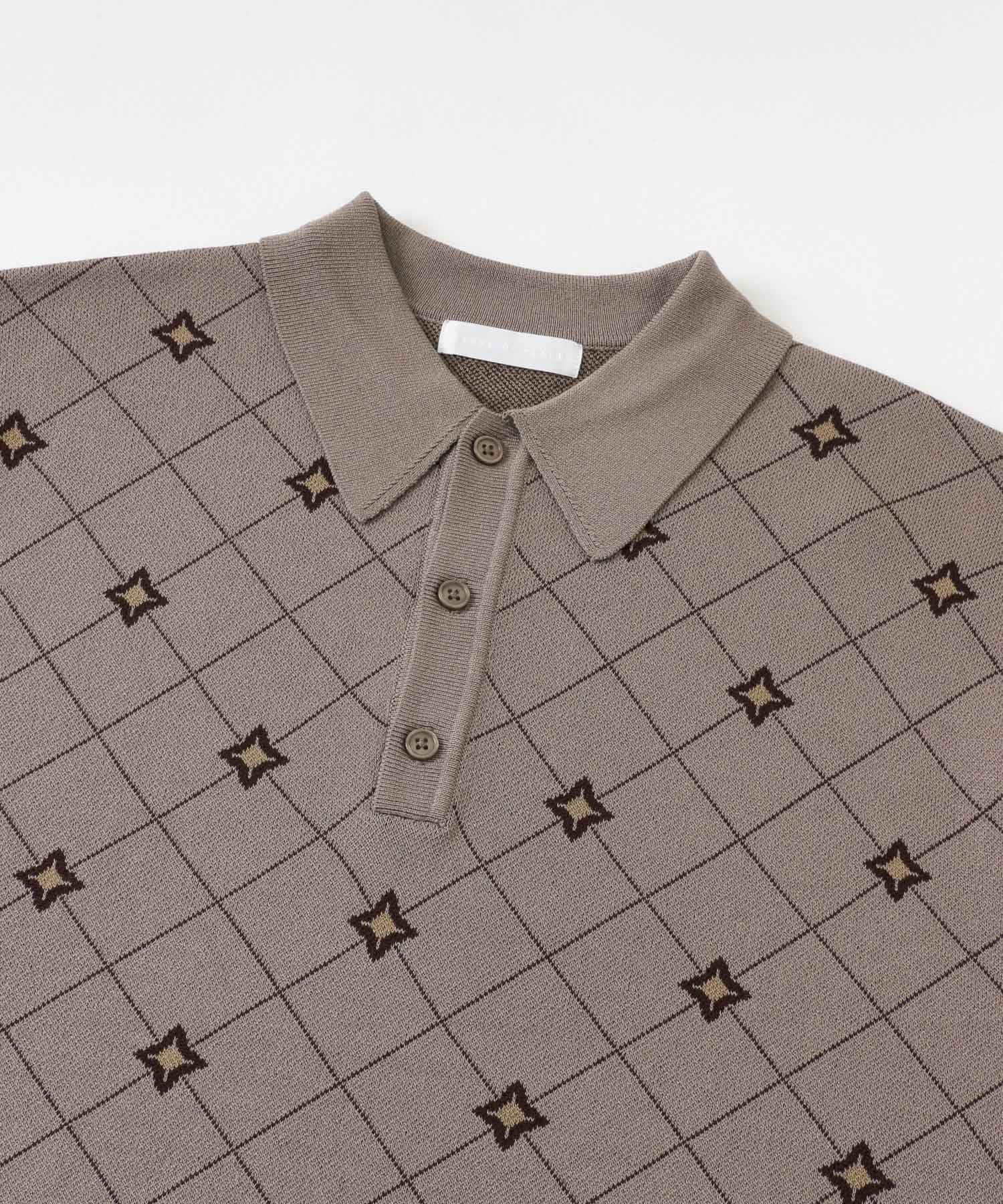 フラワージャガードニットポロ BEIGE M
