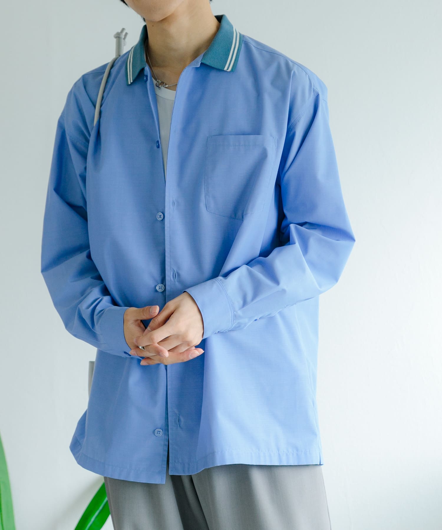 リブラインレギュラーカラーシャツ(L GREIGE): トップス｜URBAN