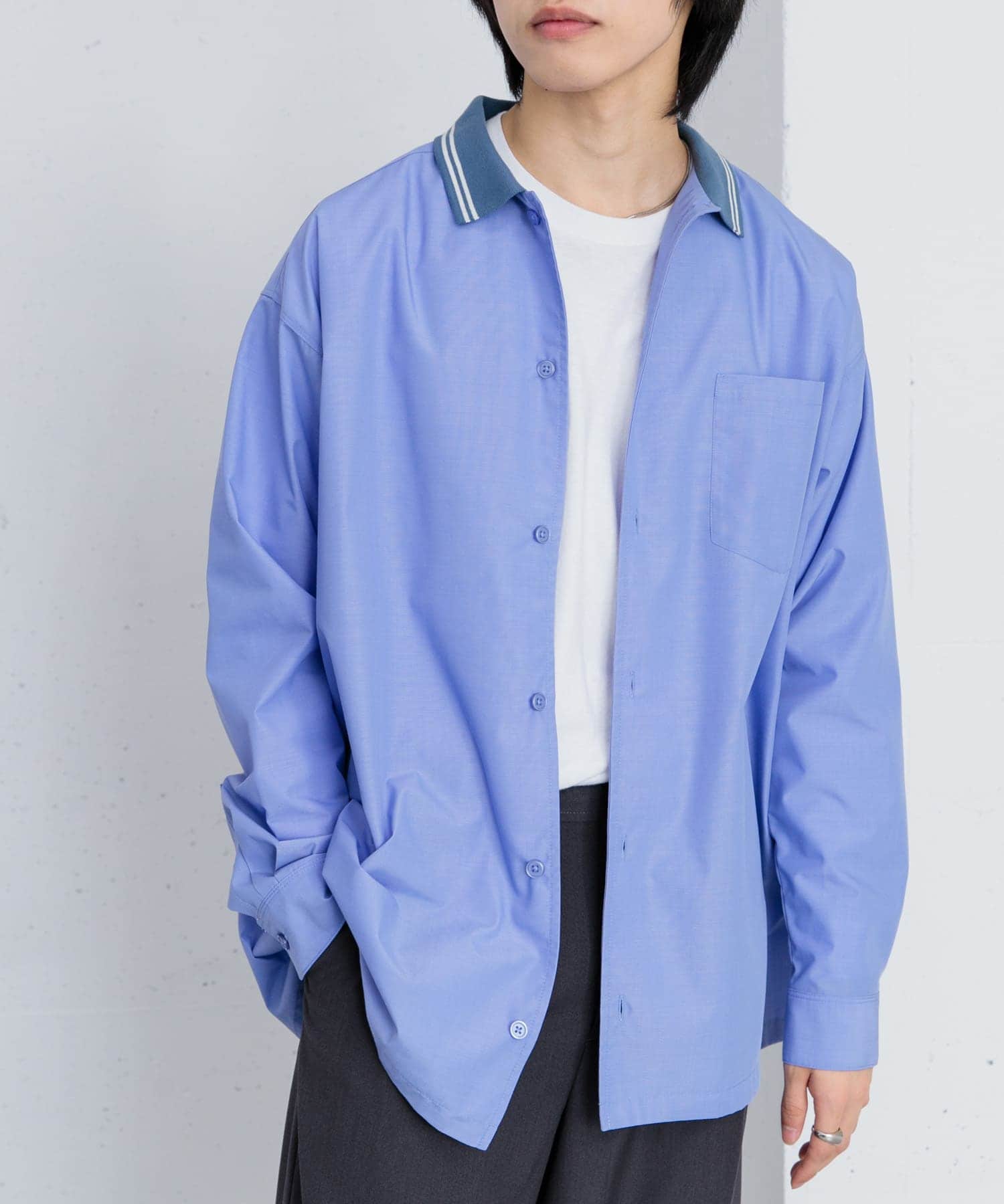 リブラインレギュラーカラーシャツ(L GREIGE): トップス｜URBAN