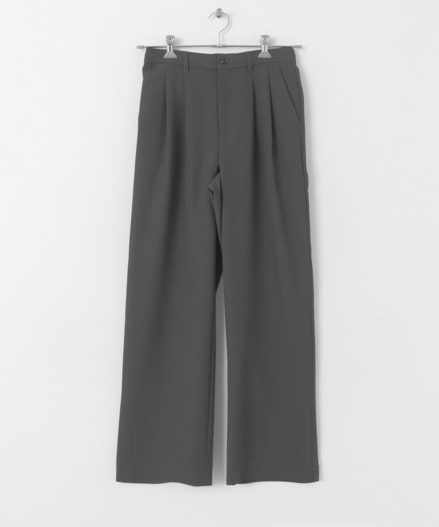 『イージーケア』ダブルタックワイドパンツ CHARCOAL S