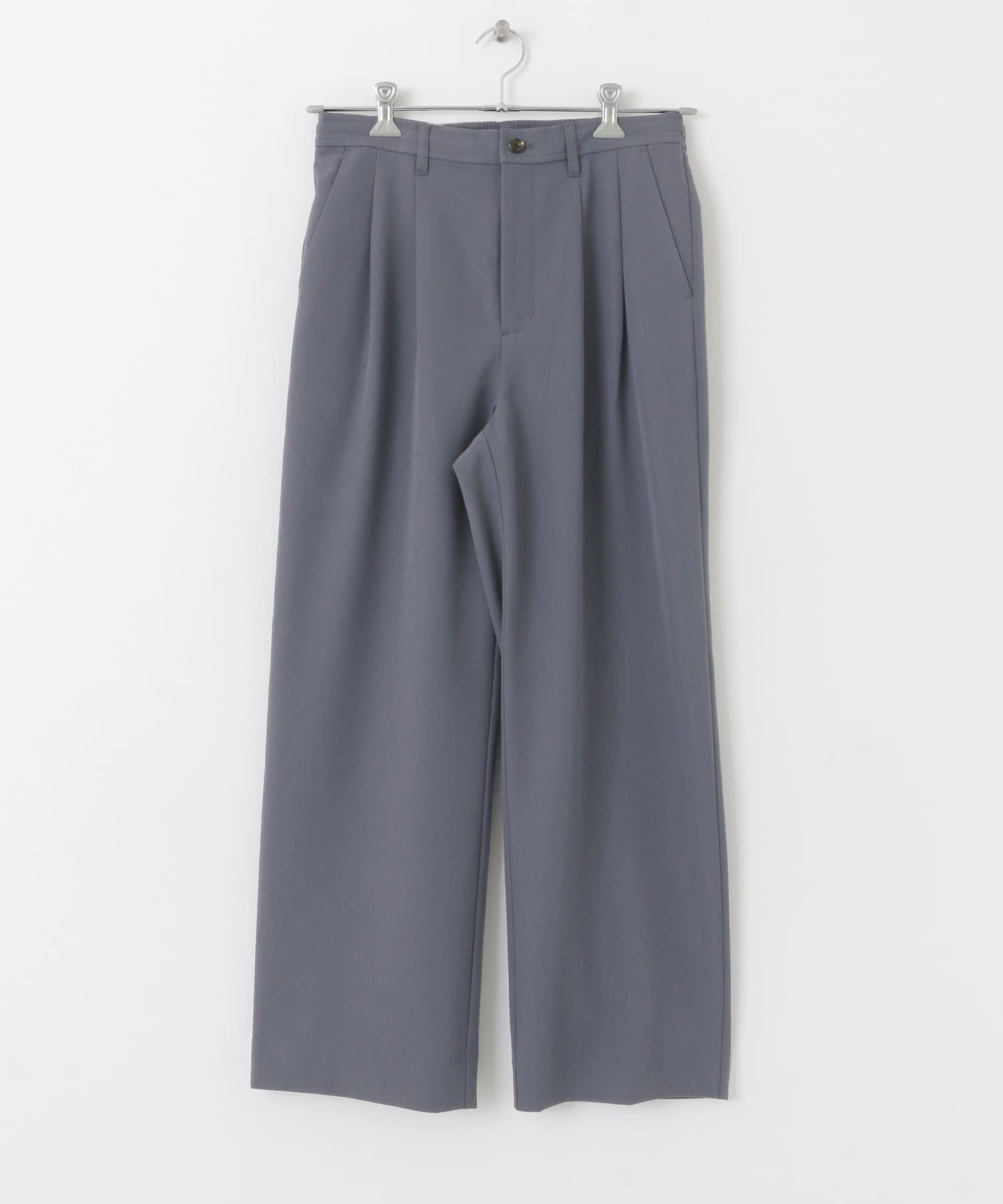 『イージーケア』ダブルタックワイドパンツ BLUE S