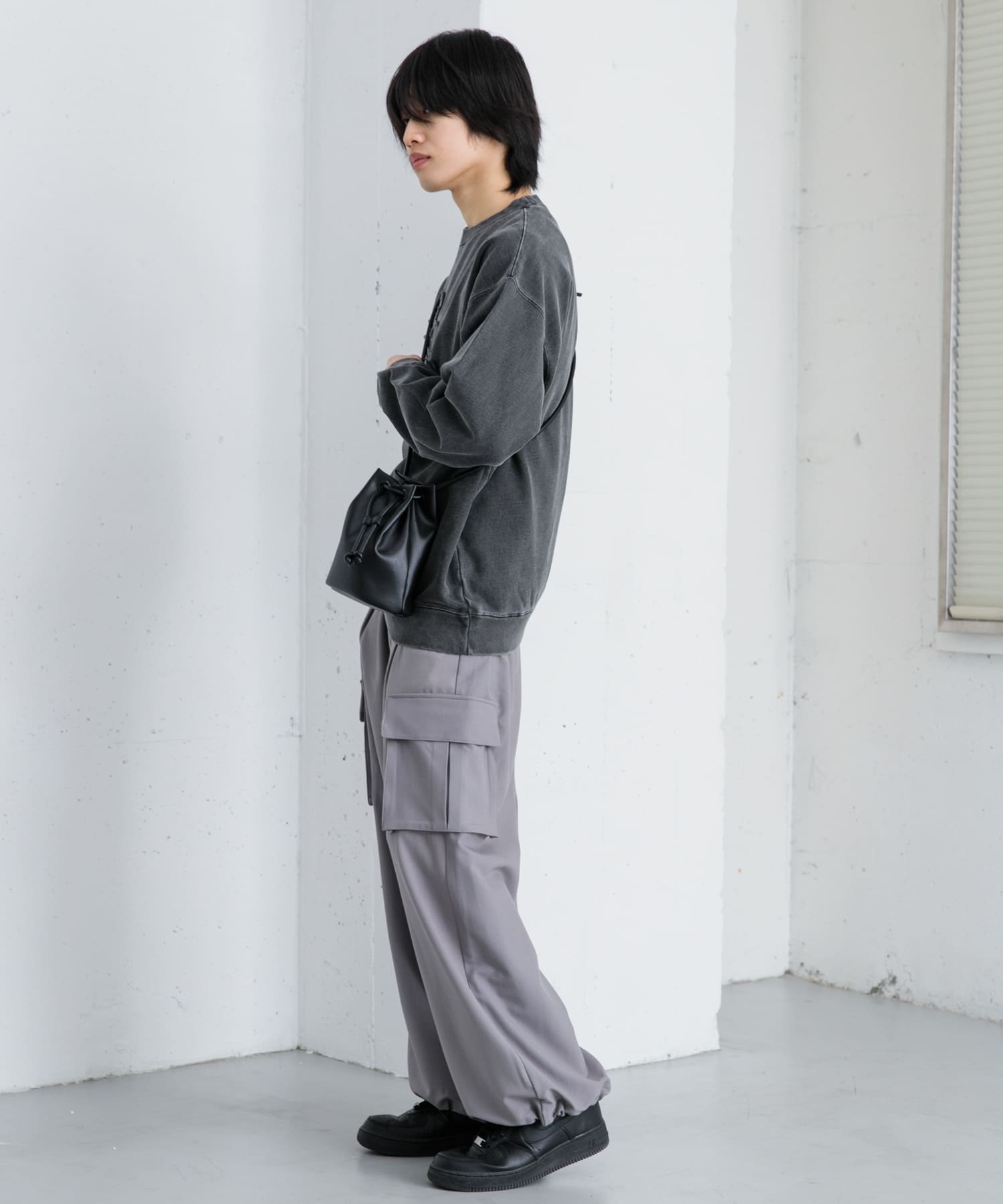 フェイクレザー2WAYキンチャクバッグ GREIGE one