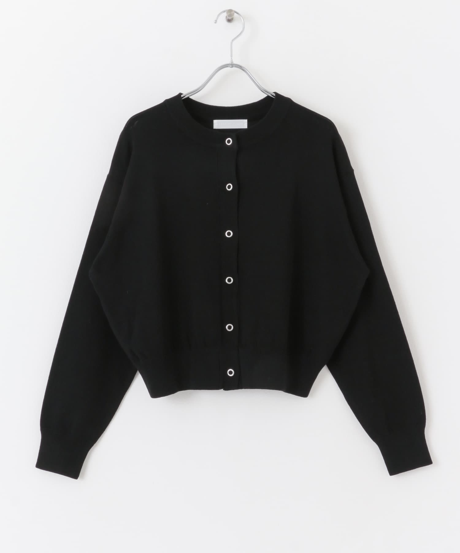 リングドットクルーネックカーディガン BLACK one
