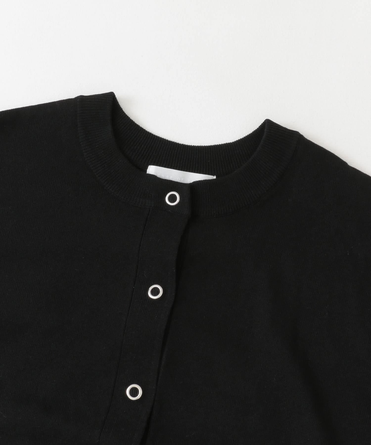 リングドットクルーネックカーディガン BLACK one